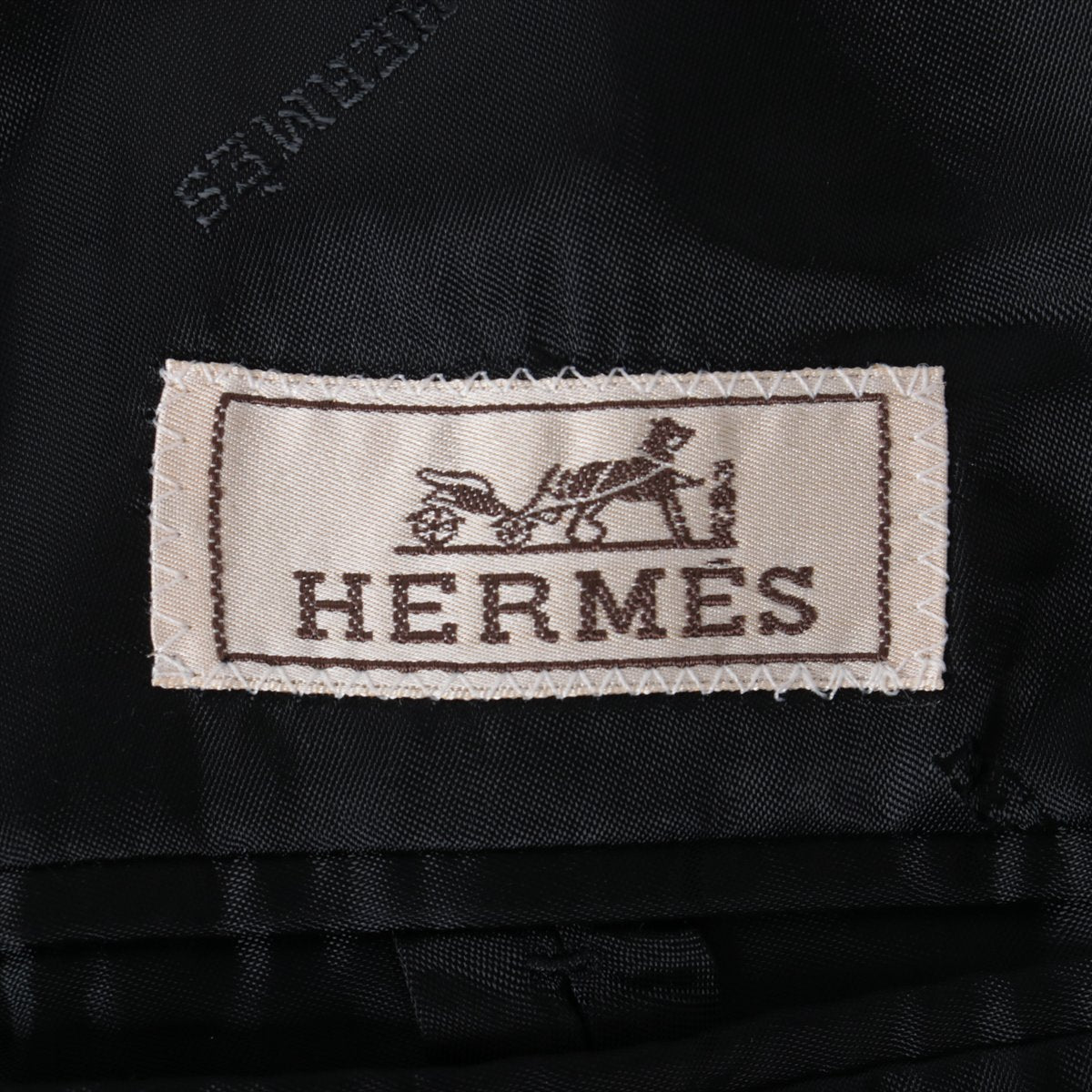美品 エルメス HERMES ジャケット チェック ウール アウター メンズ イタリア製 46(S相当) ネイビー