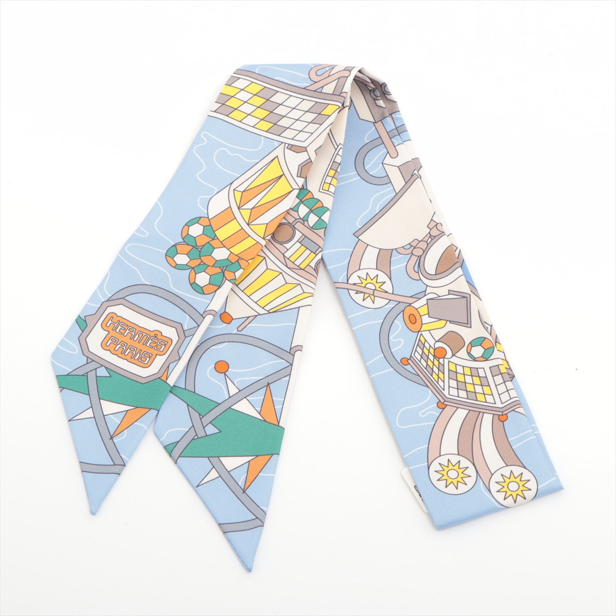 エルメス ツイリー HERMES SCARF ODYSSEY スカーフ シルク ライトブルー