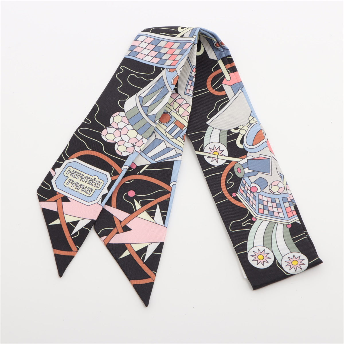 エルメス ツイリー HERMES SCARF ODYSSEY スカーフ シルク ブラック