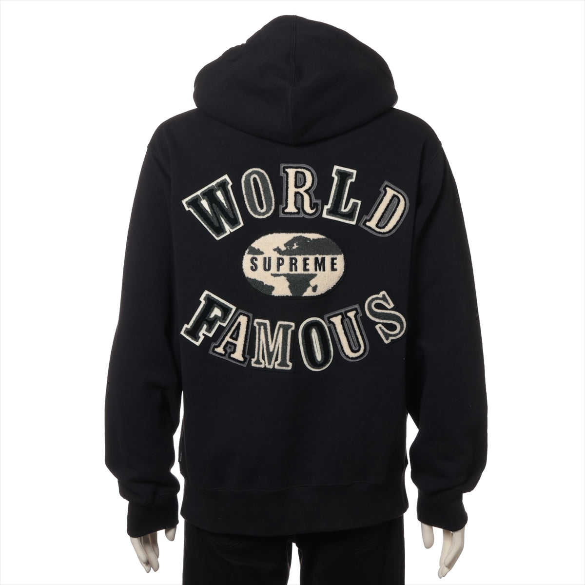 シュプリーム 20SS コットン パーカー M メンズ ブラック  World Famous Zip Up Hooded Sweatshirt 袖スレ 毛玉あり