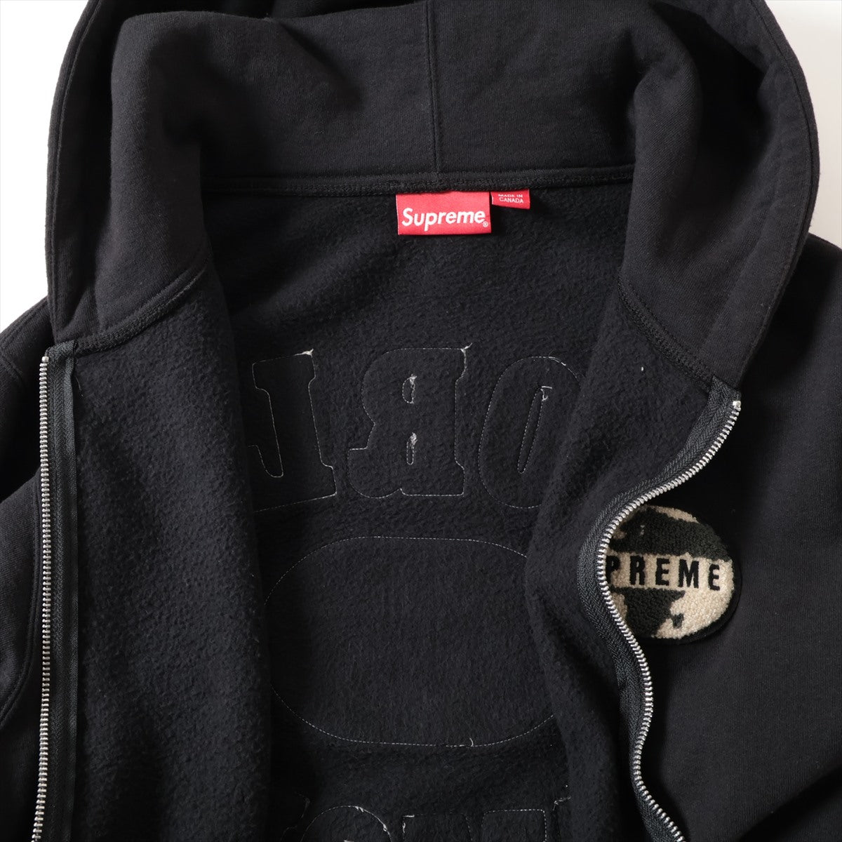 シュプリーム 20SS コットン パーカー M メンズ ブラック  World Famous Zip Up Hooded Sweatshirt 袖スレ 毛玉あり