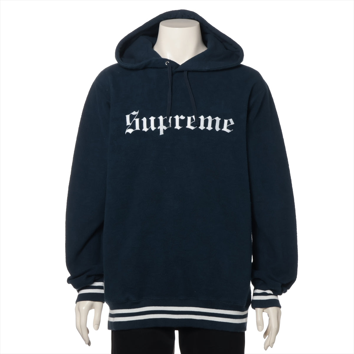 シュプリーム コットン パーカー L メンズ ネイビー  Reverse Fleece Hooded Sweatshirt