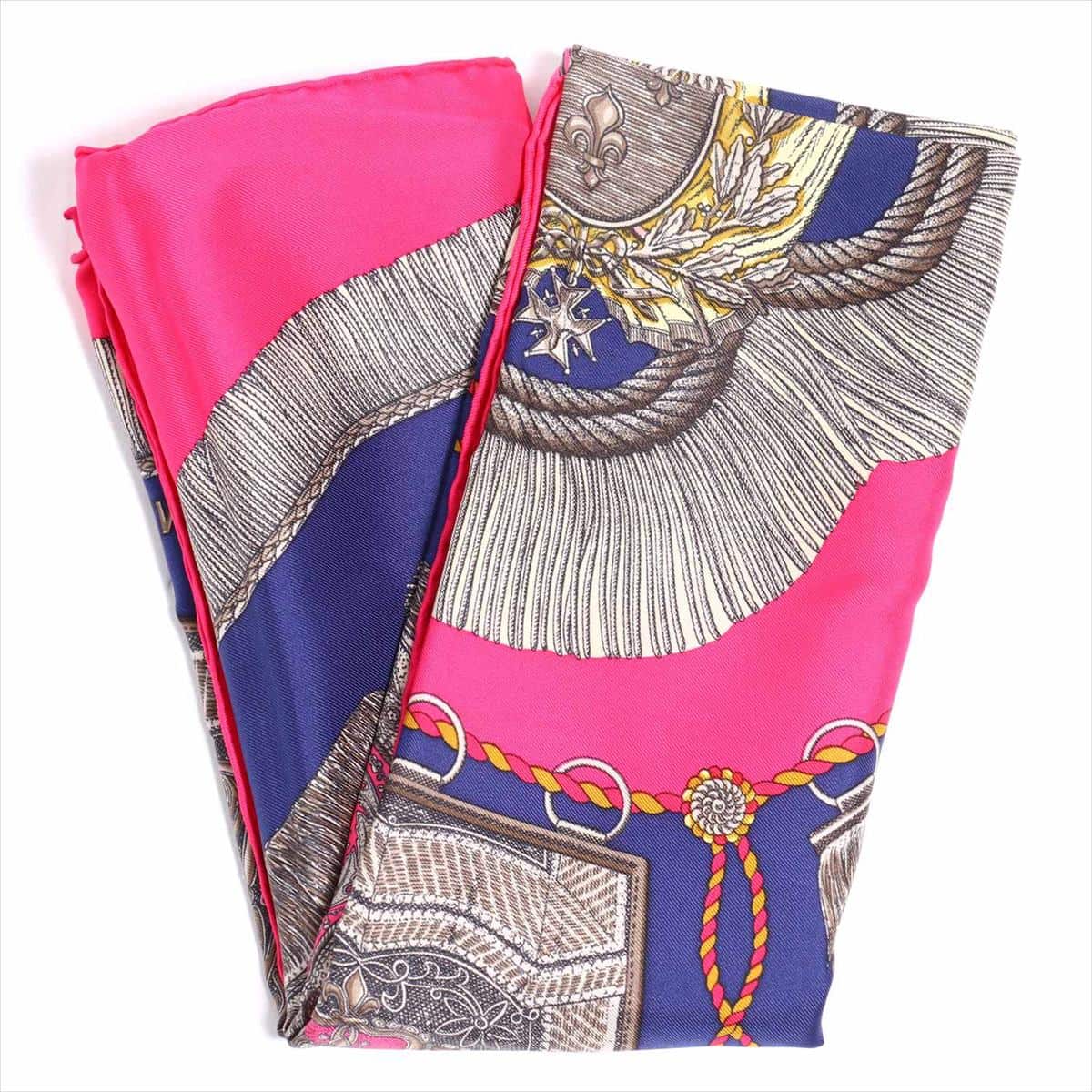 エルメス カレ90 スカーフ シルク ピンク Paste et Cavalerie サーベル飾袋