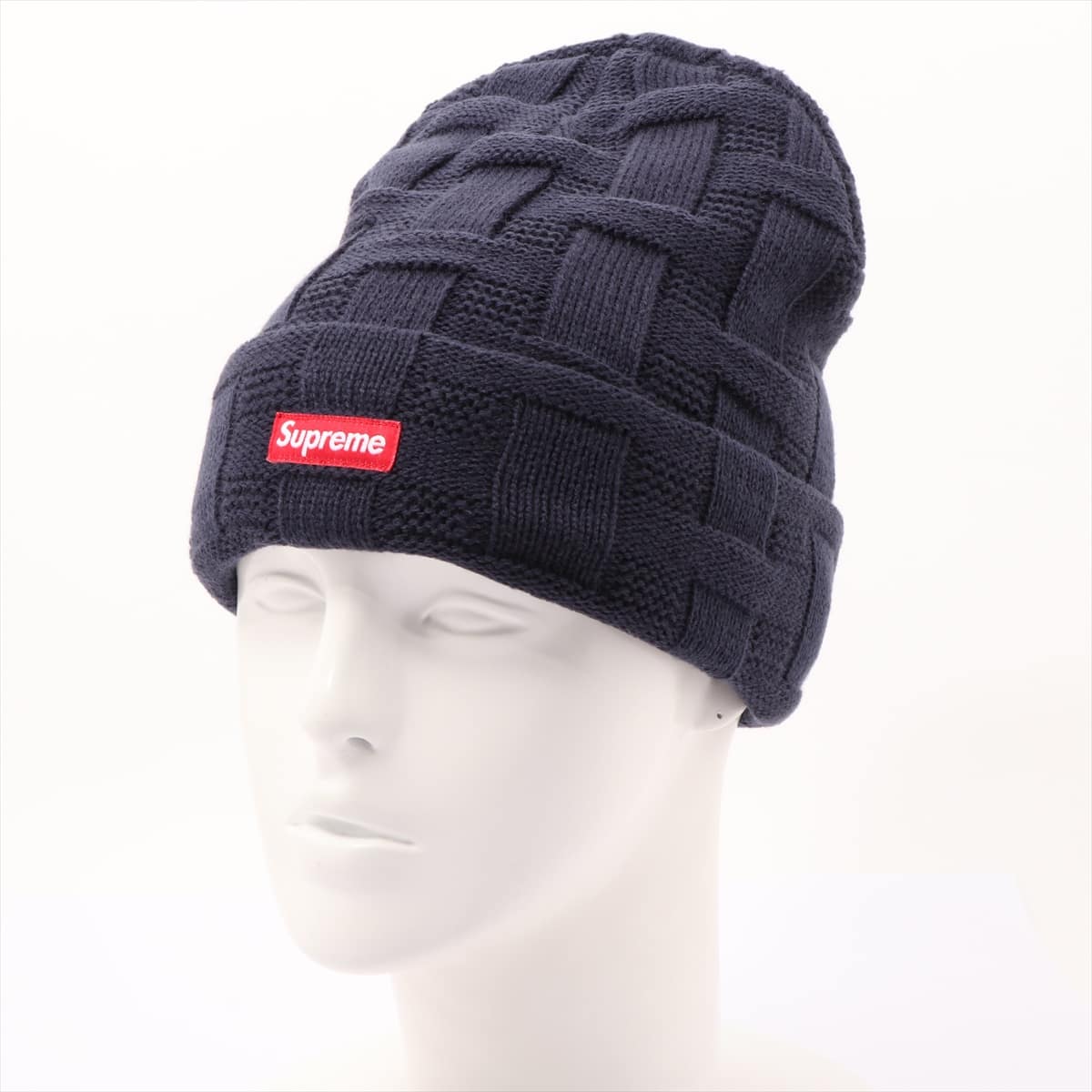 シュプリーム ニットキャップ アクリル ネイビー 19AW Basket Weave Beanie