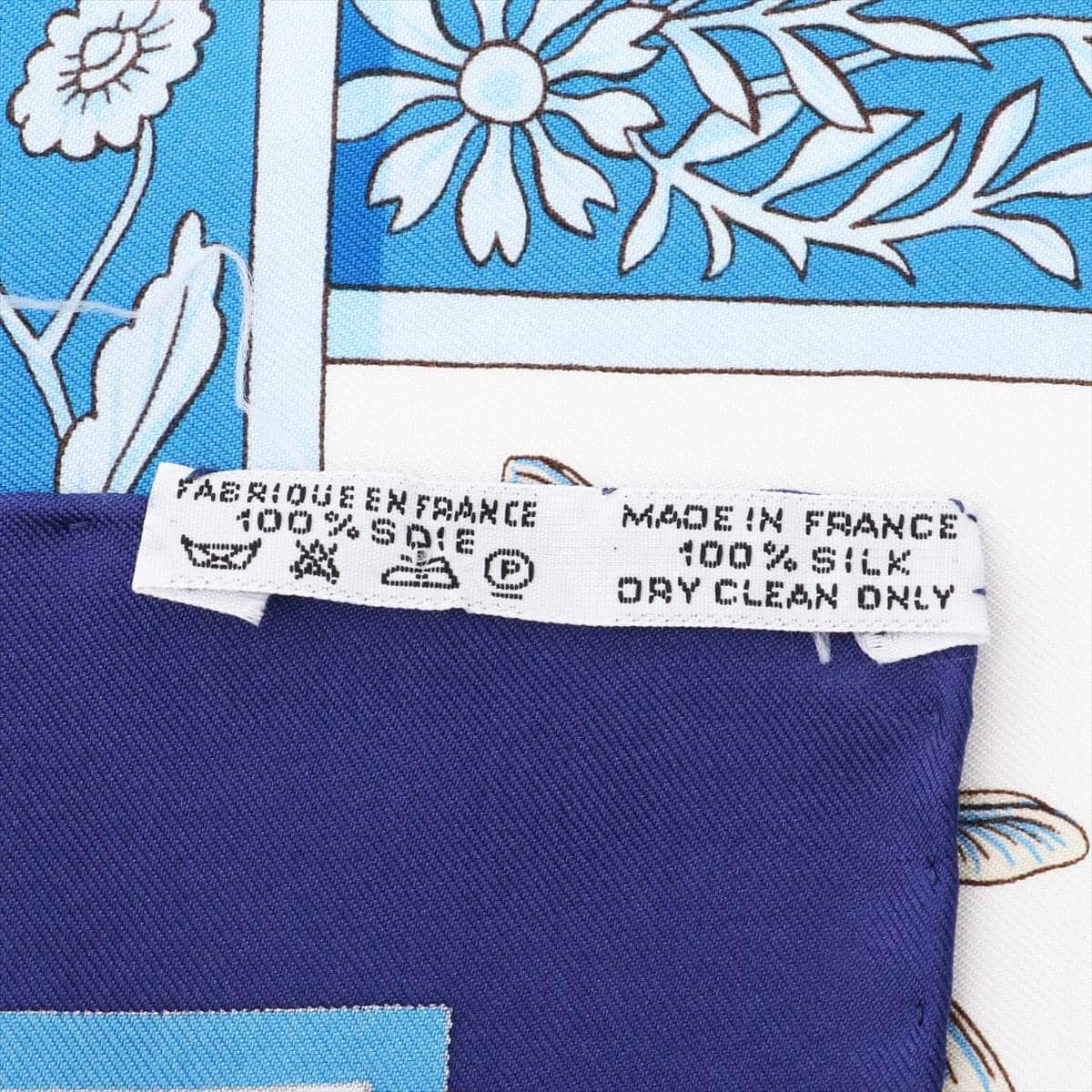 エルメス カレ90 joyaux de LETE 夏の宝石 スカーフ シルク ブルー タグほつれ