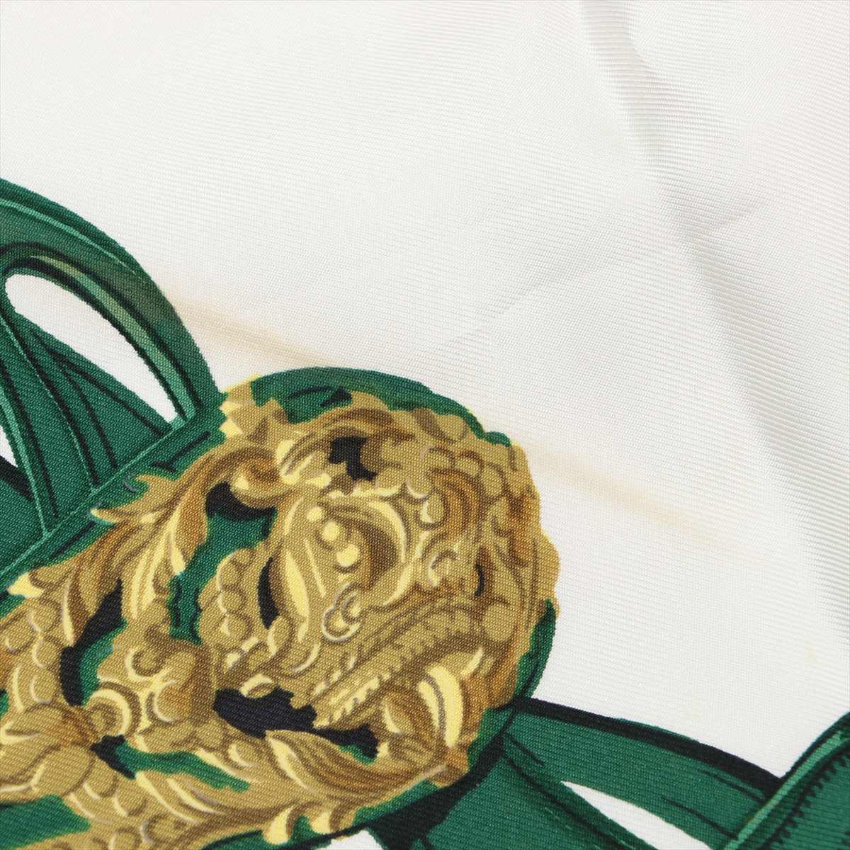 エルメス カレ90 BRIDES de GALA 式典用馬勒 スカーフ シルク グリーン シミあり