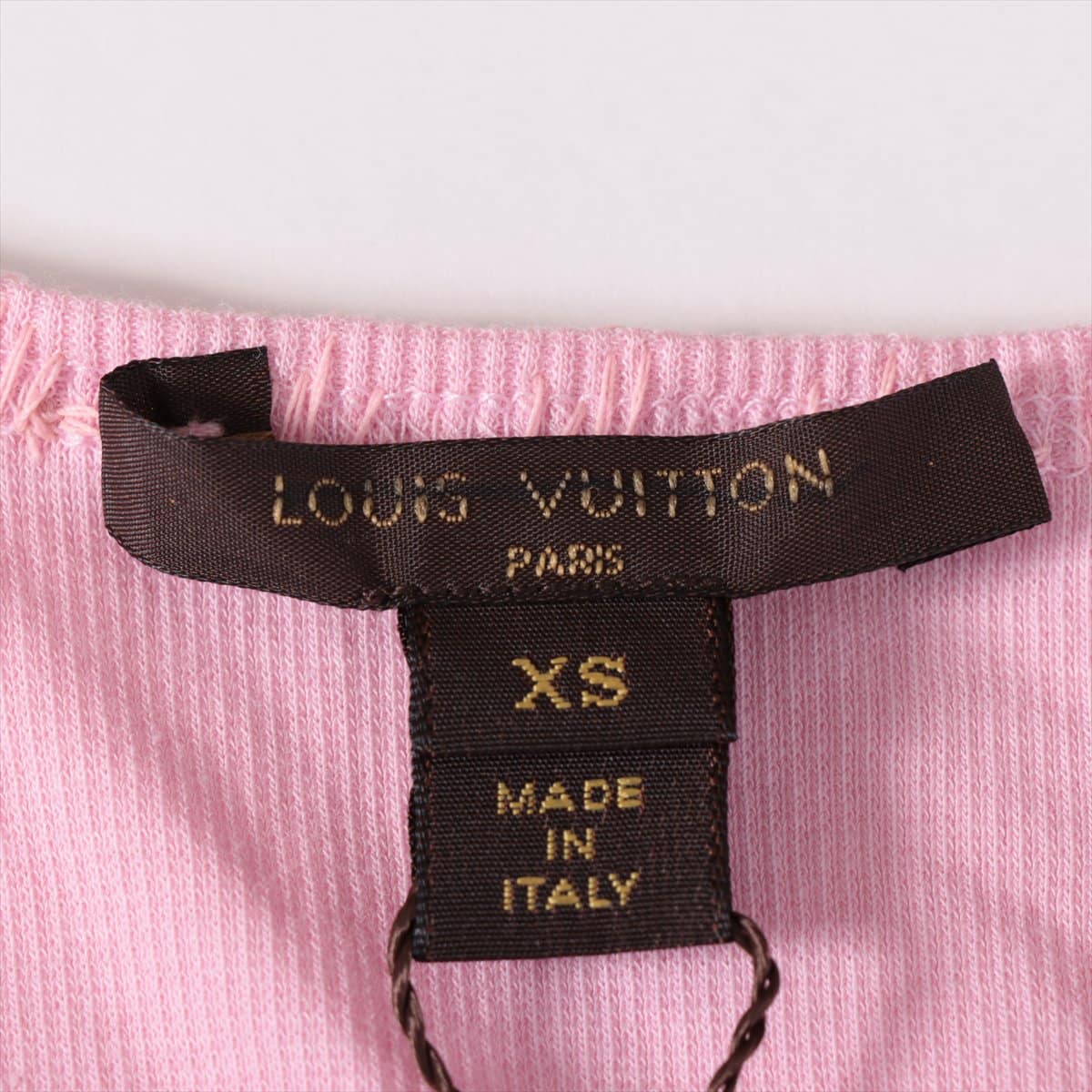 ルイヴィトン RW111W コットン タンクトップ XS レディース ピンク  LVロゴ ビーズ刺繍