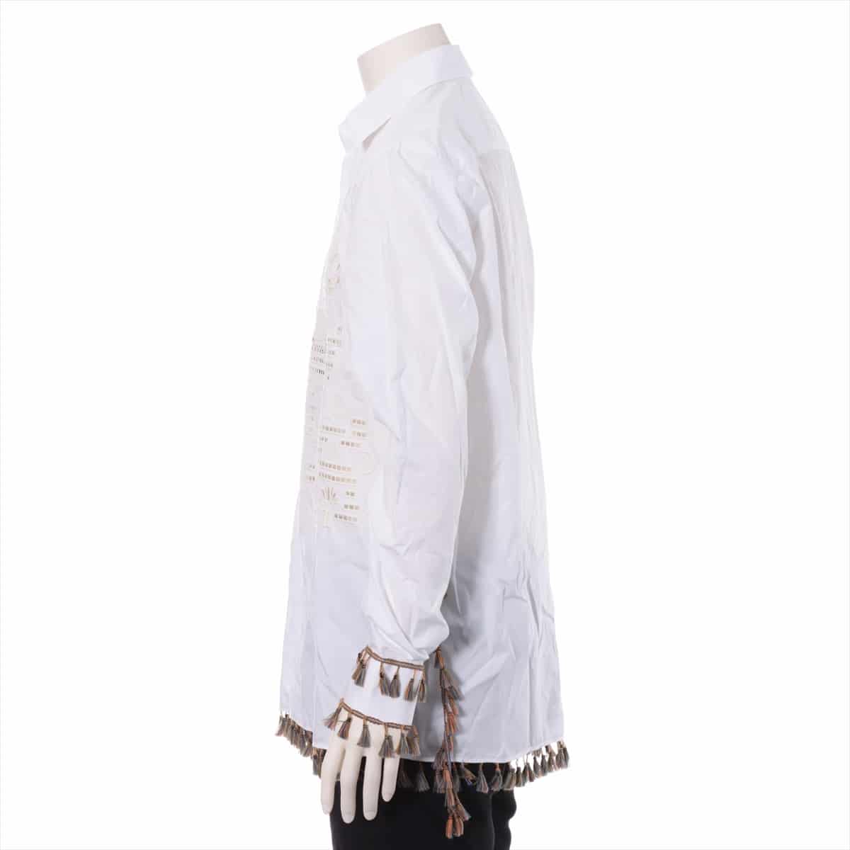 ロエベ コットン シャツ 39 メンズ ホワイト  刺繍 フリンジ