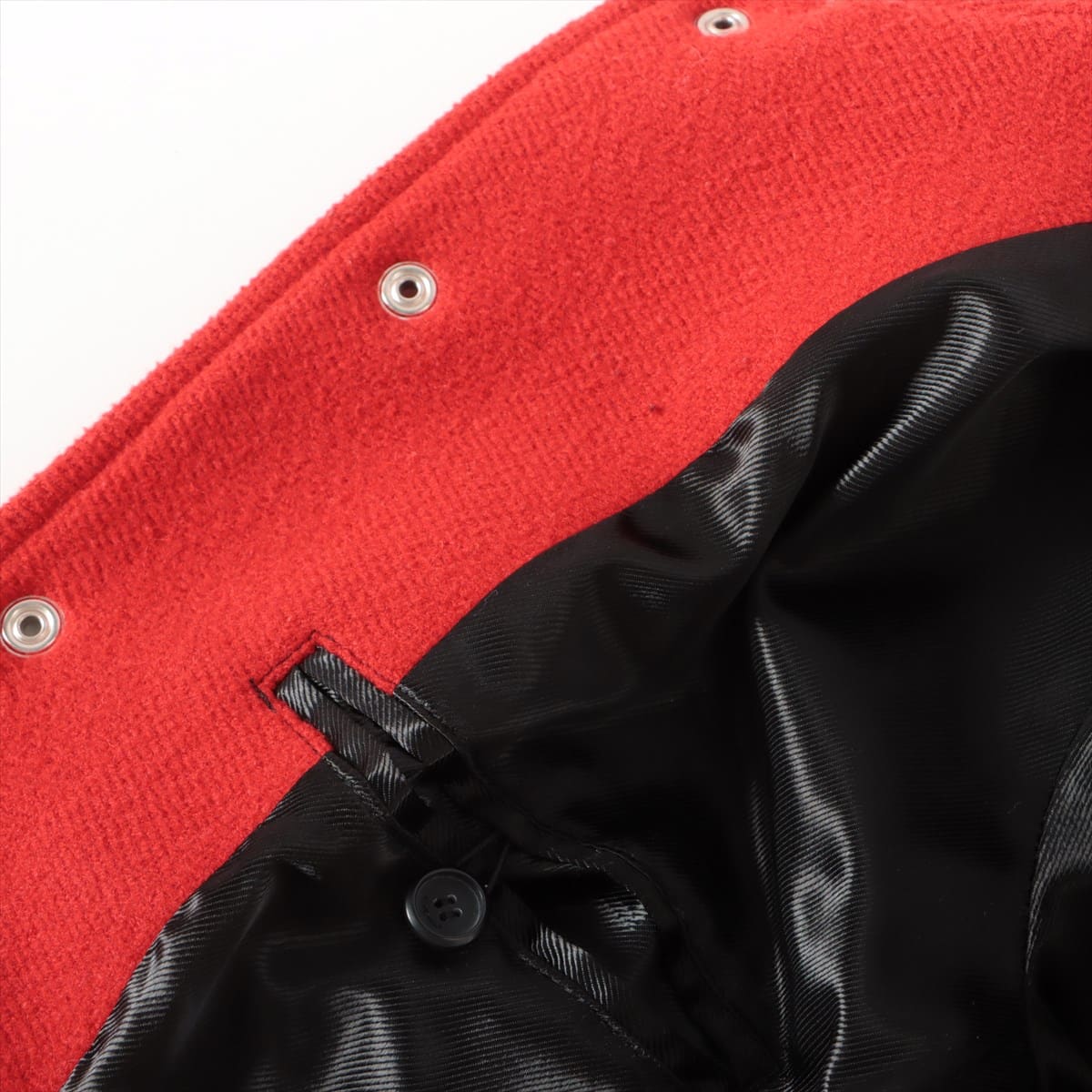 サンローランパリ 14AW ウール ジャケット 46 メンズ レッド  テディ ハラコ切替 品タグにサンプル品表記あり
