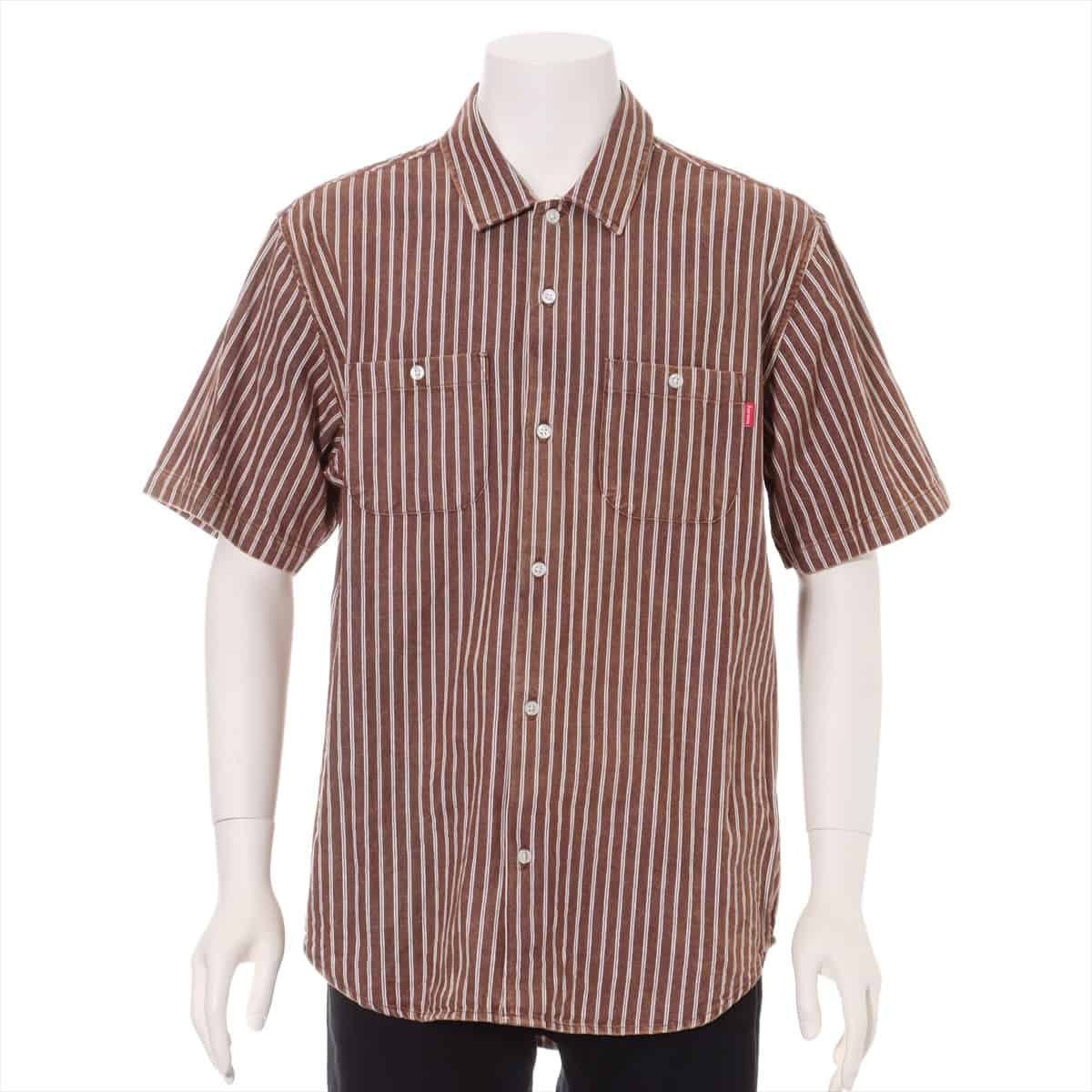 シュプリーム 17SS コットン デニムシャツ L メンズ ブラウン  Stripe Denim S/S Shirt
