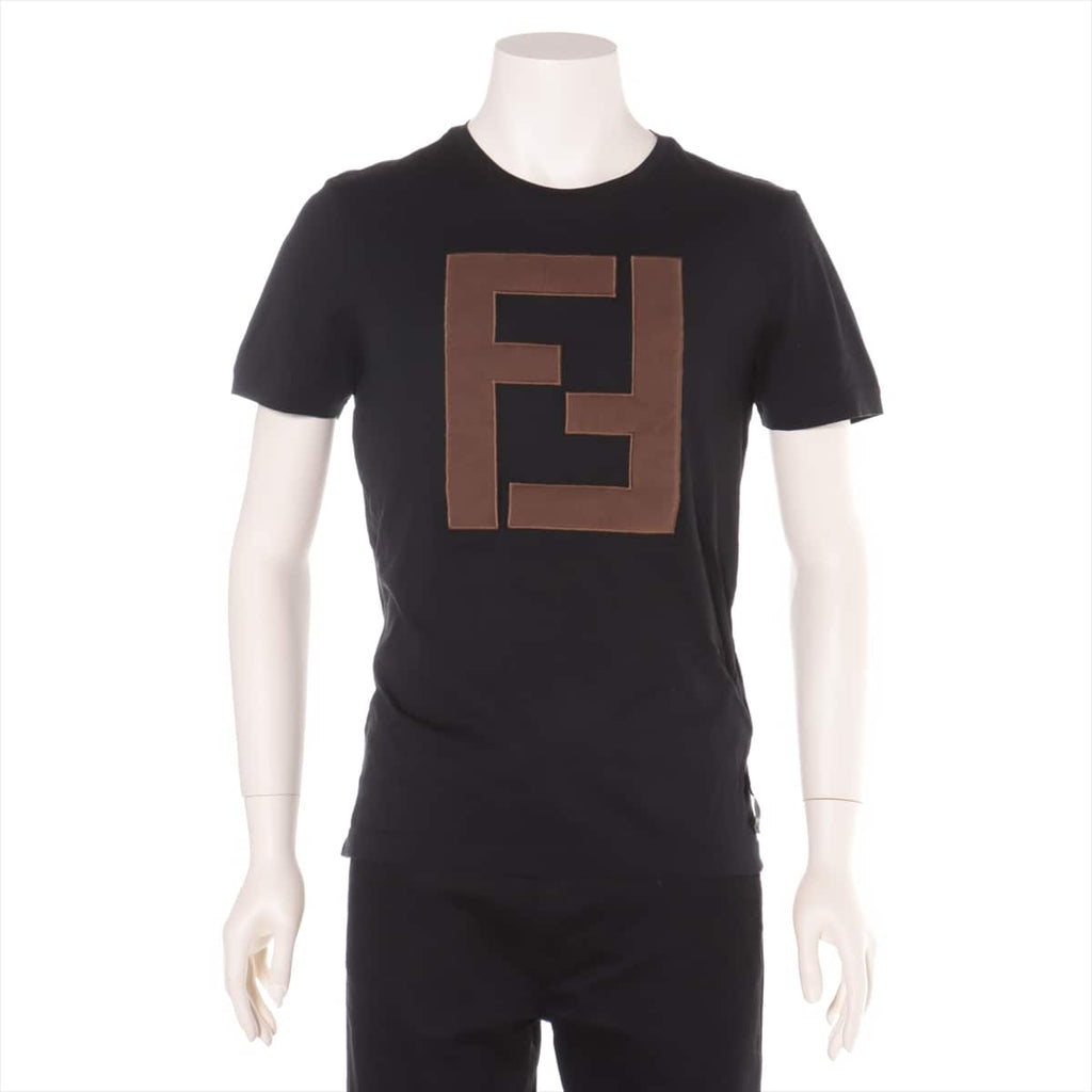 フェンディ コットン Tシャツ S メンズ ブラック  ロゴ