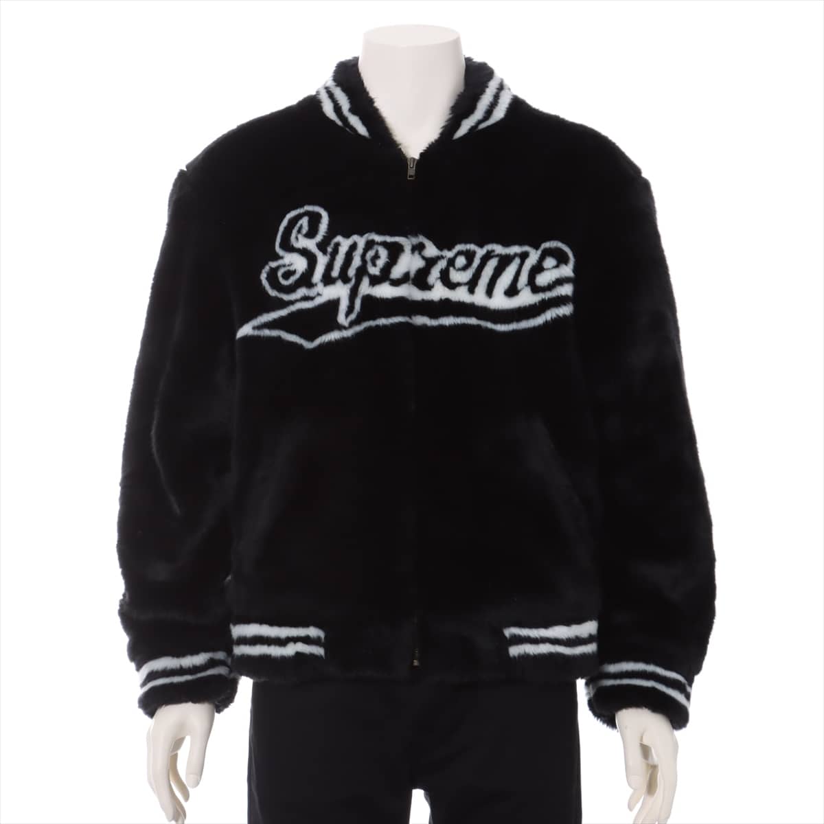 シュプリーム 20SS フェイクファー ジャケット M メンズ ブラック×ホワイト Faux Fur Varsity Jacket ｜a0342532｜中古ブランド品・ブランド古着通販｜ALLU（アリュー）