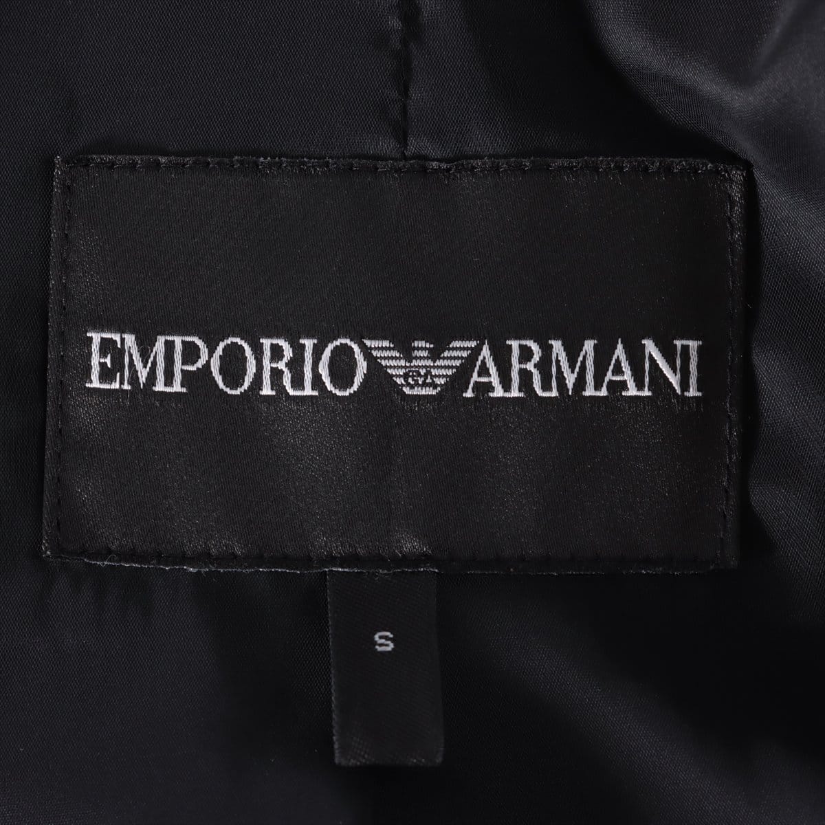 エンポリオアルマーニ レザー レザージャケット S メンズ ブラック  フードロゴ