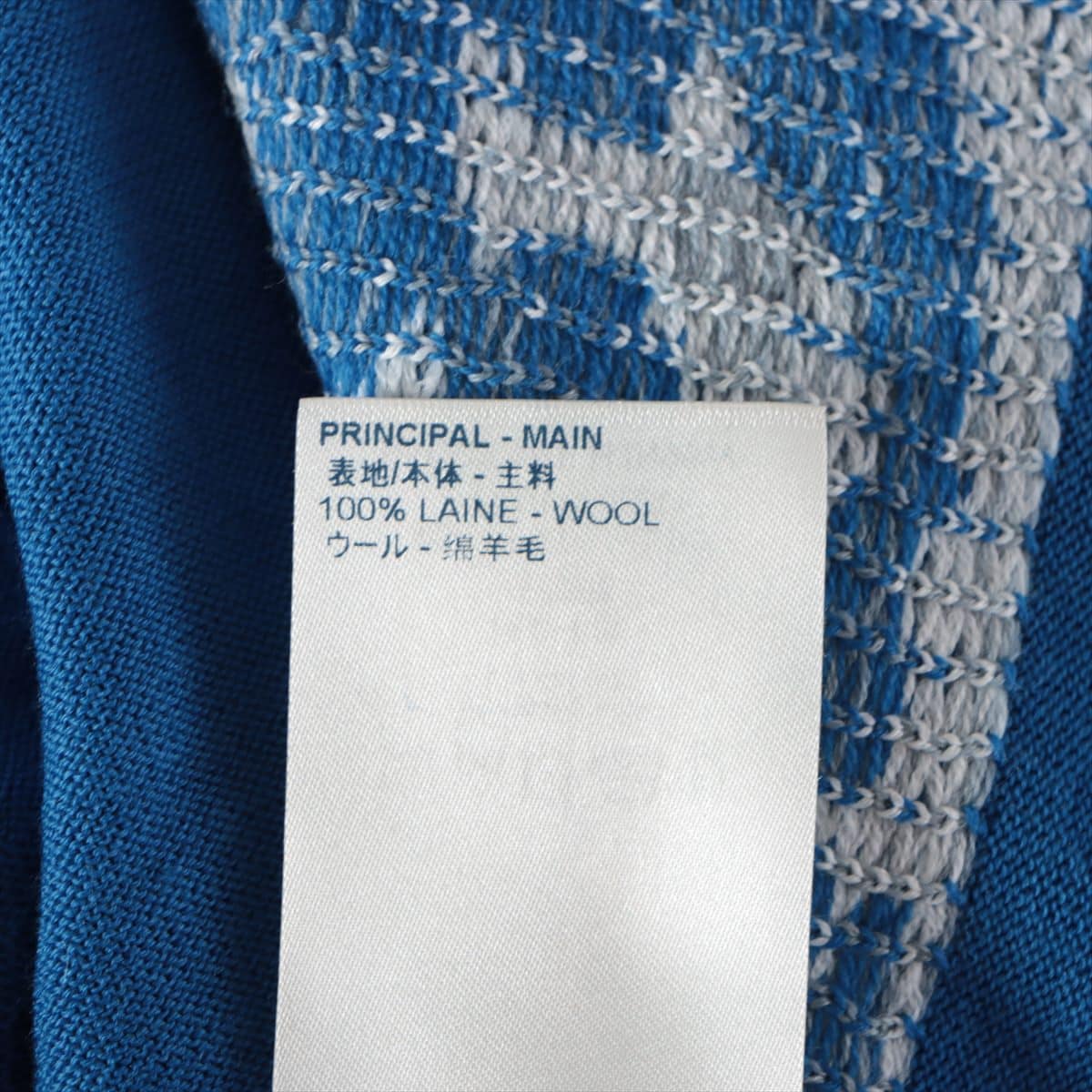ルイヴィトン ウール 半袖ニット M メンズ ブルー  クラウドジャカード RM202