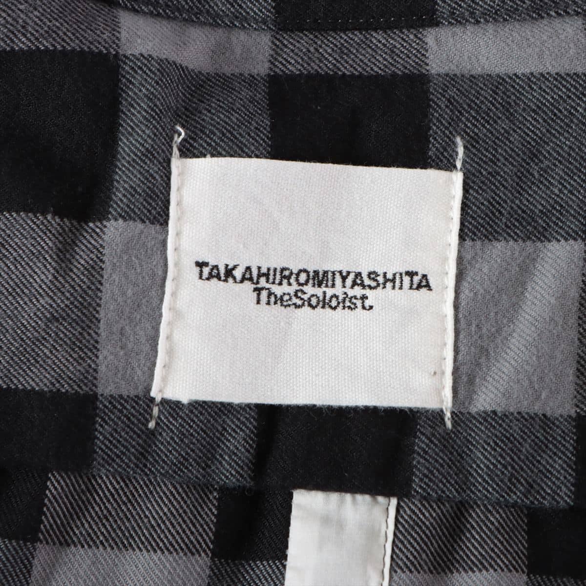 タカヒロミヤシタザソロイスト 18AW コットン×ポリエステル チェックシャツ 50 メンズ ブラック×グレー