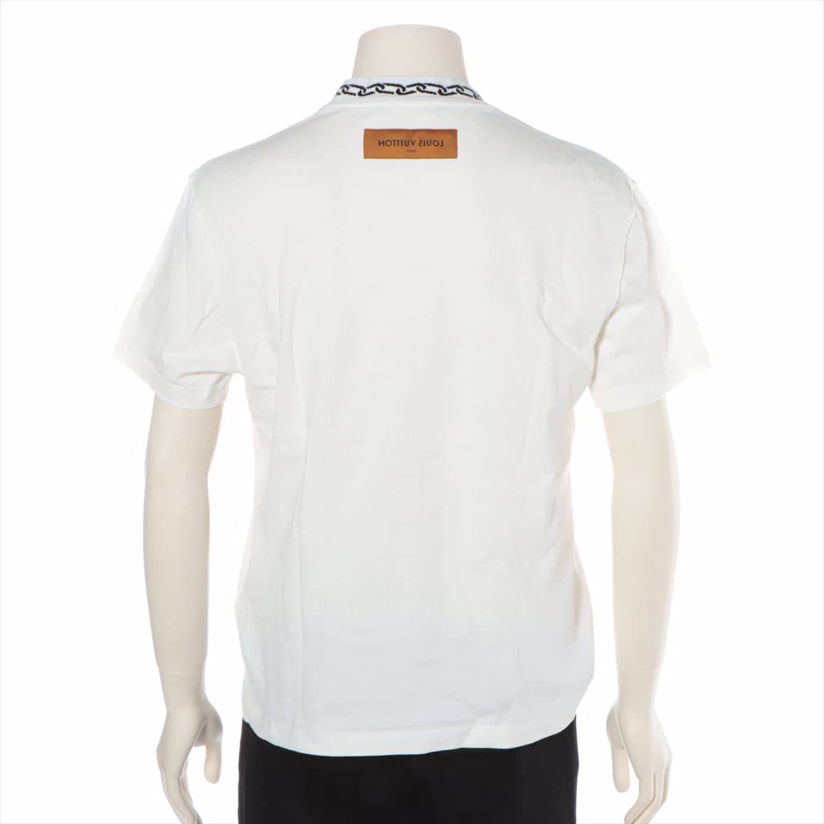 ルイヴィトン RM201M コットン Tシャツ S メンズ ホワイト  ウィズチェーンジャガードリブカラー