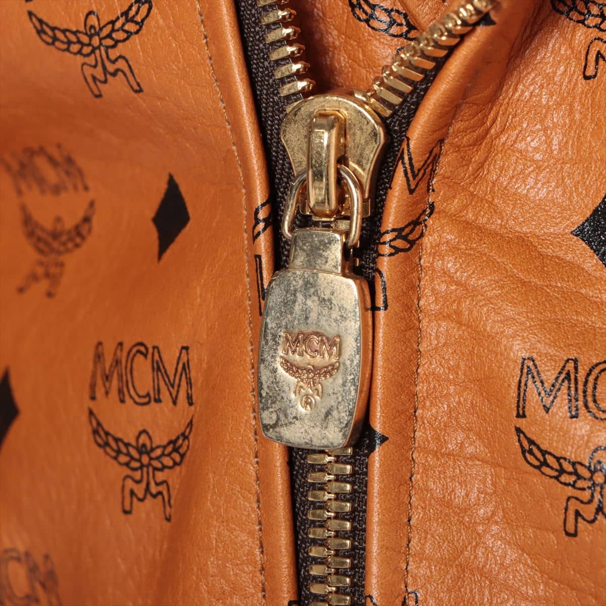 MCM バイ フェノメノン レザー ライダースジャケット L メンズ ブラウン  ロゴ