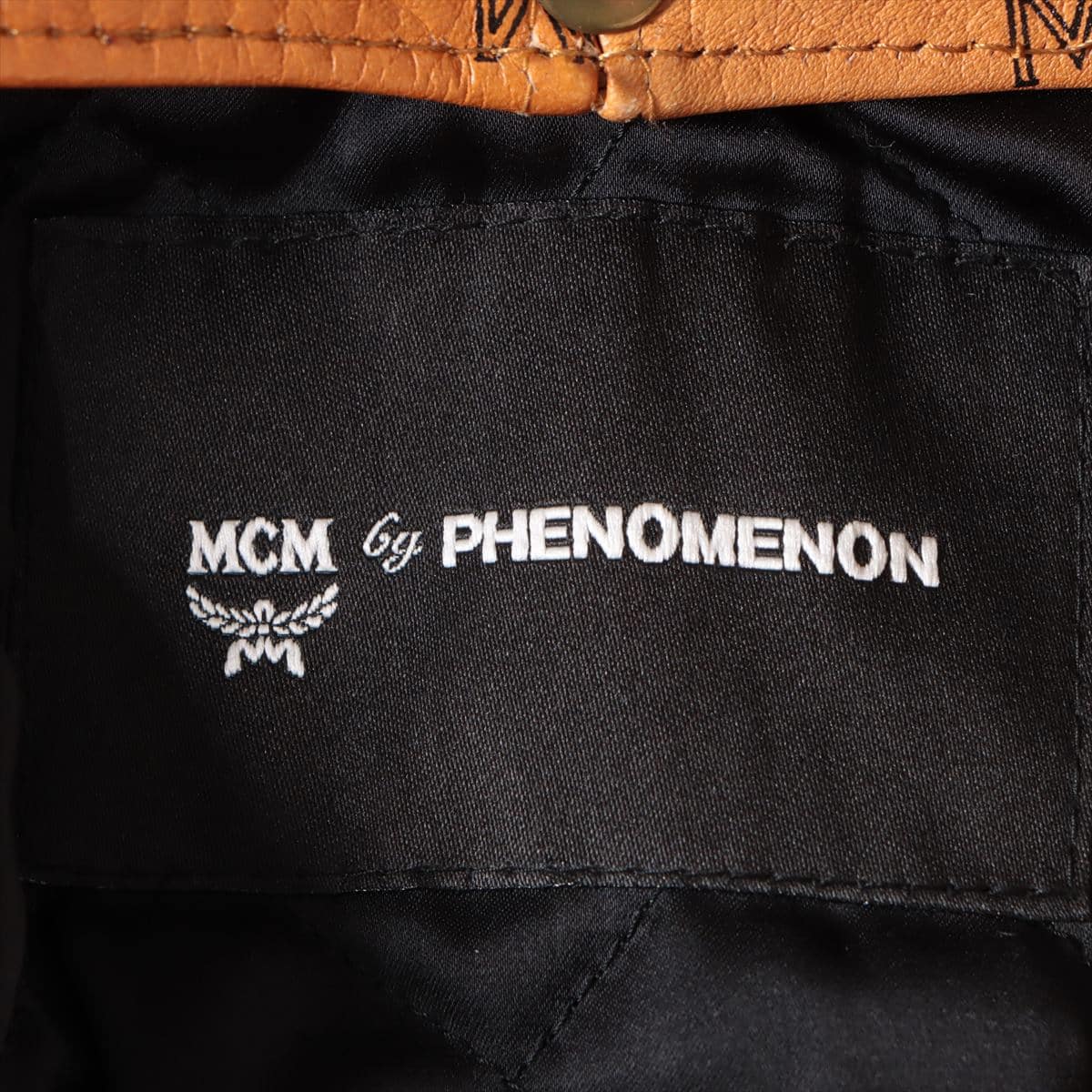 MCM バイ フェノメノン レザー ライダースジャケット L メンズ ブラウン  ロゴ