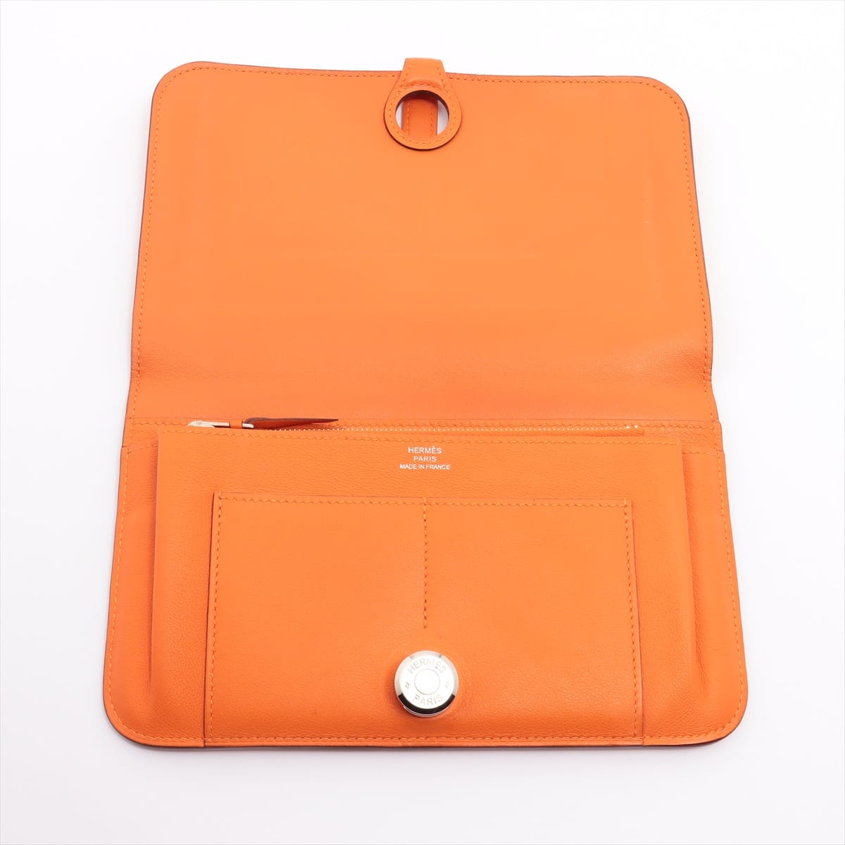 エルメス ドゴンGM スイフト 財布 オレンジ シルバー金具 □R:2014年