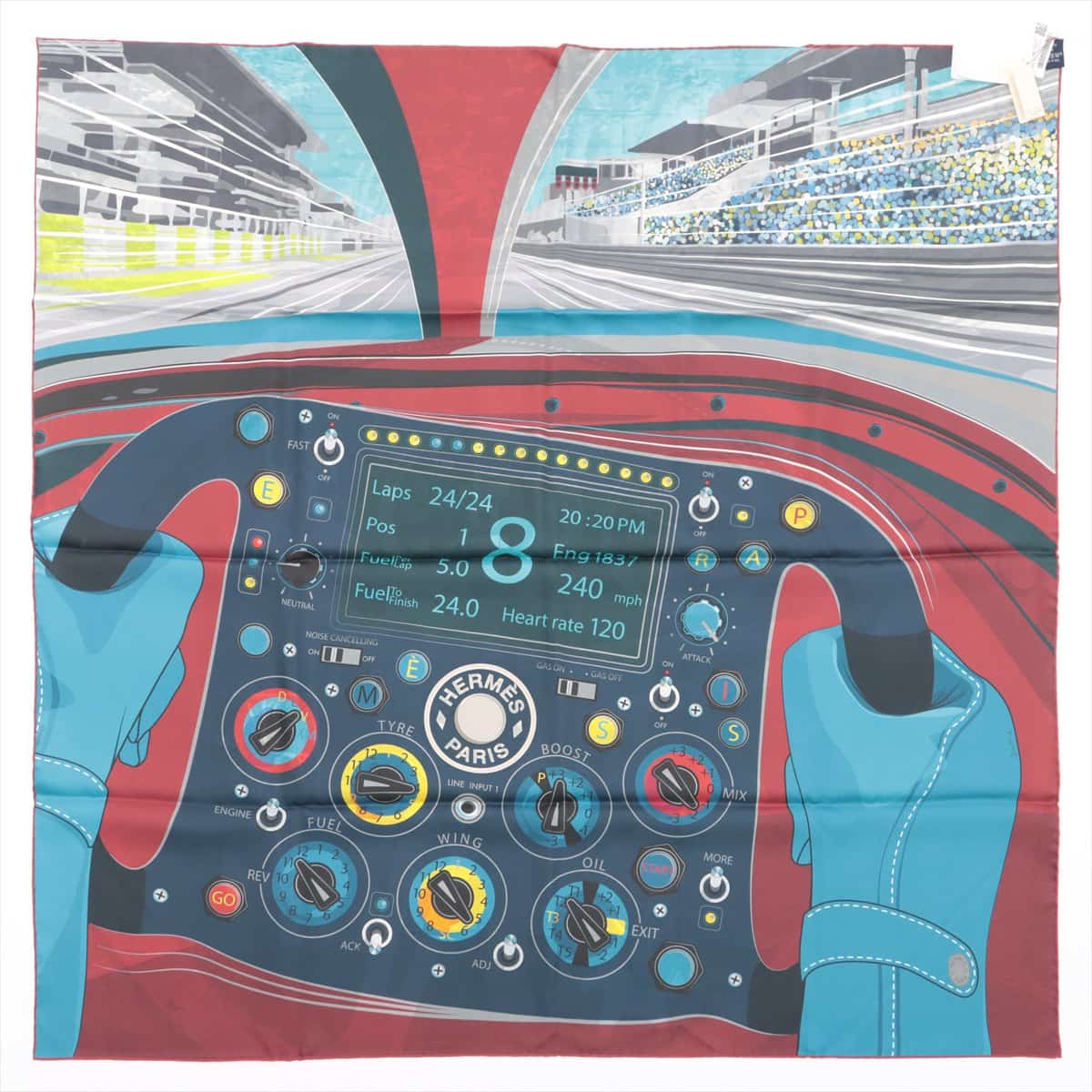 エルメス カレ90 double face formula one スカーフ シルク  ブラック｜a0429915｜中古ブランド品・ブランド古着通販｜ALLU（アリュー）