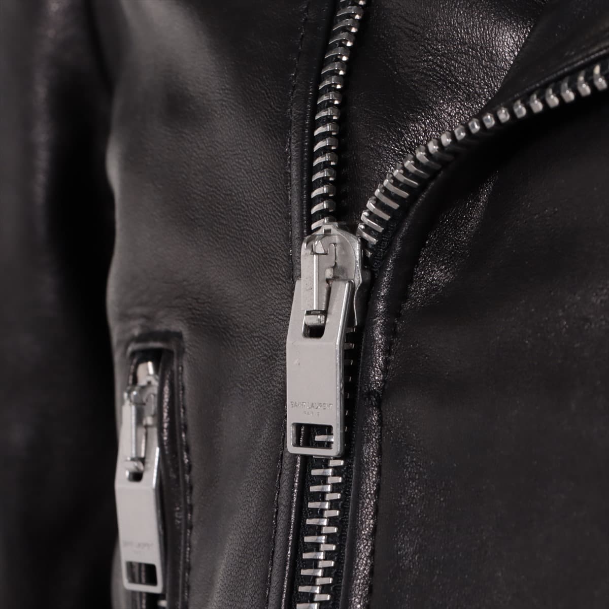 サンローランパリ L01 16年 ラム ライダースジャケット 50 メンズ ブラック
