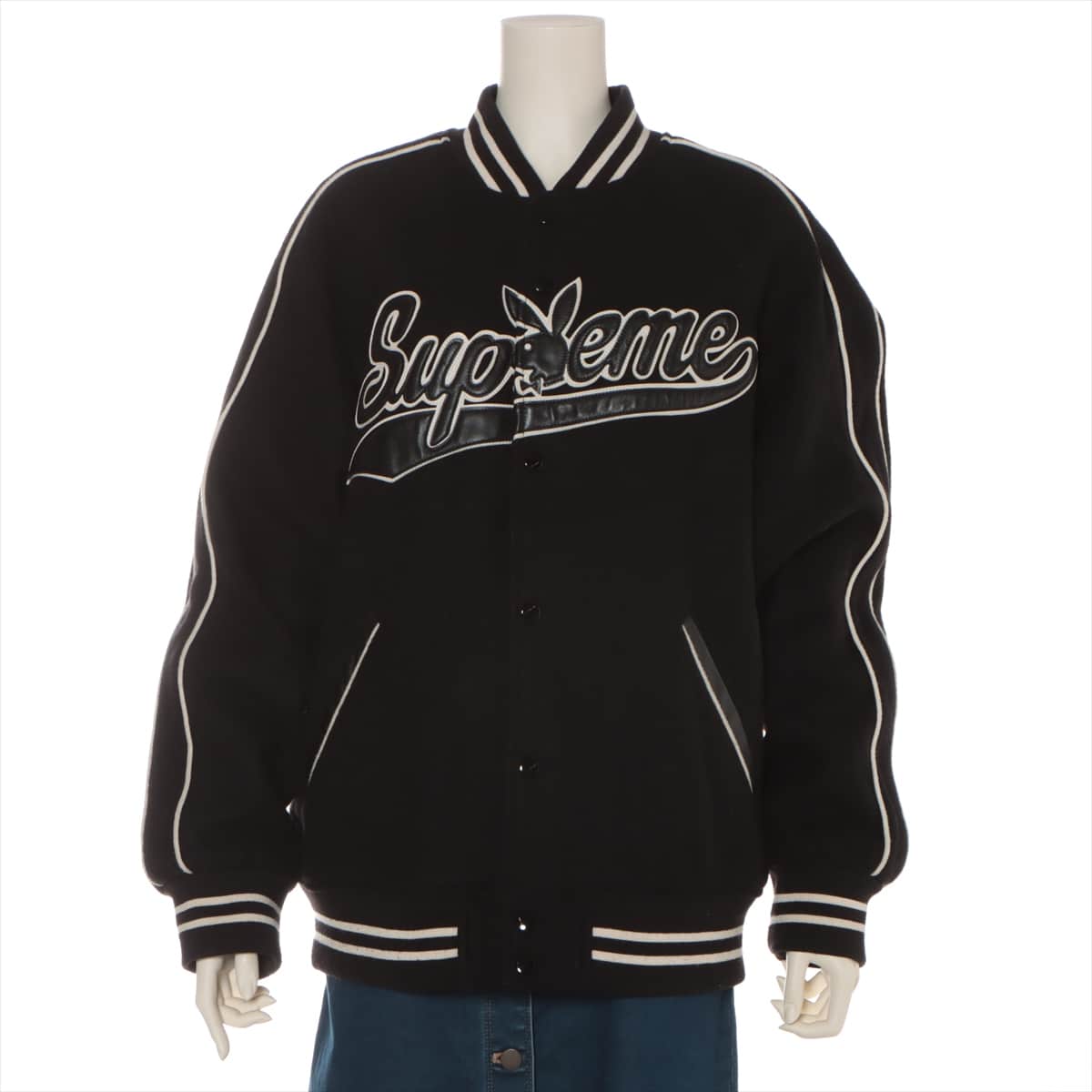 シュプリーム×プレイボーイ 17AW ウール×ナイロン ブルゾン L メンズ ブラック playboy  varsity｜a0455038｜中古ブランド品・ブランド古着通販｜ALLU（アリュー）