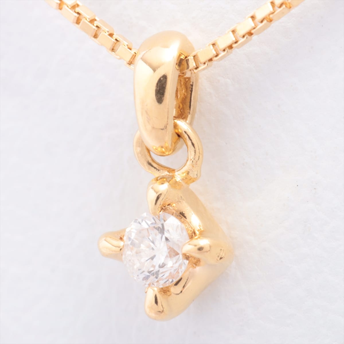 アガット　agete　ダイヤ ネックレス　K18YG　0.05ct