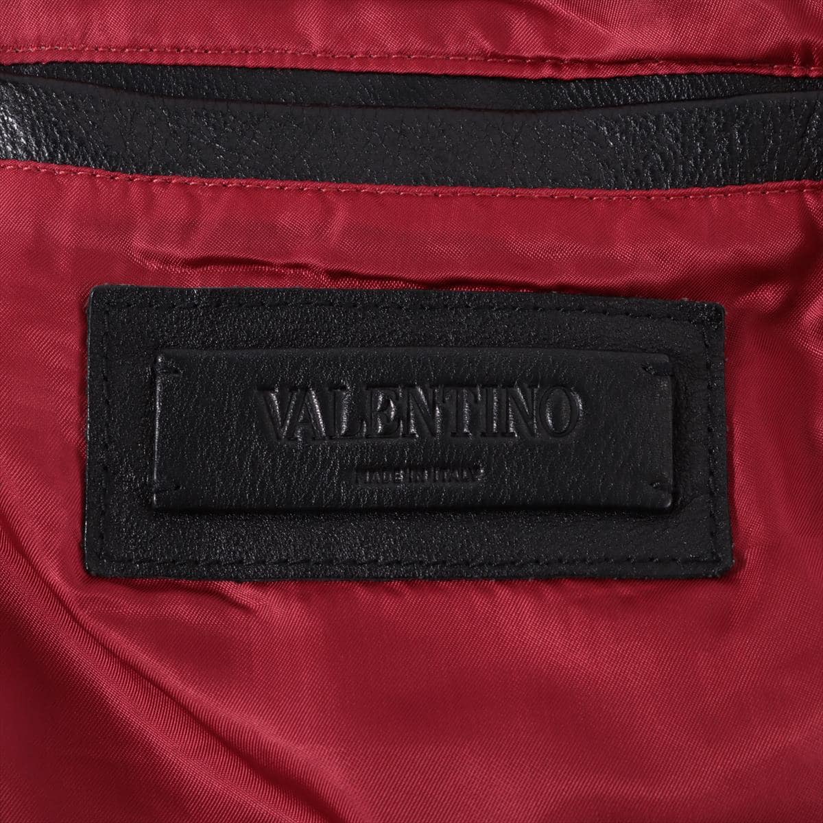 ヴァレンティノ レザー レザージャケット 46 メンズ ブラック  ホテルプリント