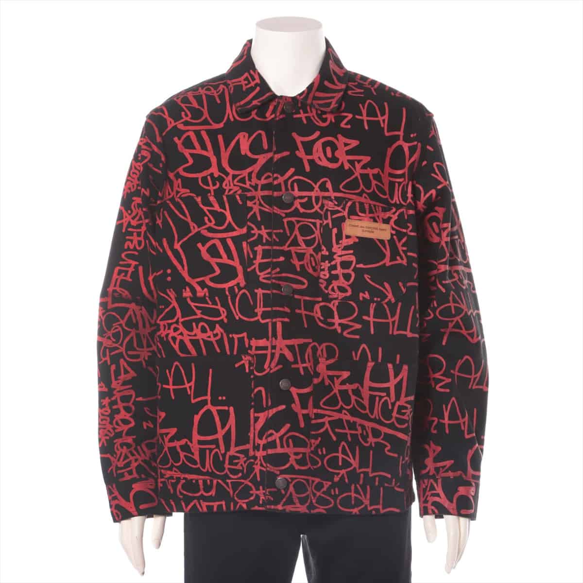 シュプリーム×コムデギャルソンシャツ 18AW コットン デニムジャケット M メンズ レッド×ブラック  Printed Canvas Chore Coat