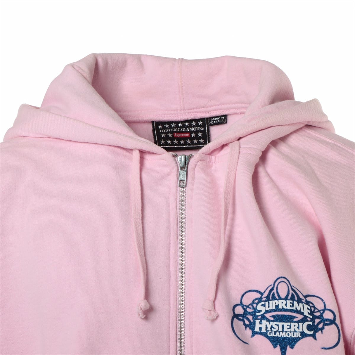 ヒステリックグラマー×シュプリーム 21SS コットン パーカー XL メンズ ピンク Zip Up Hooded Sweatshirt