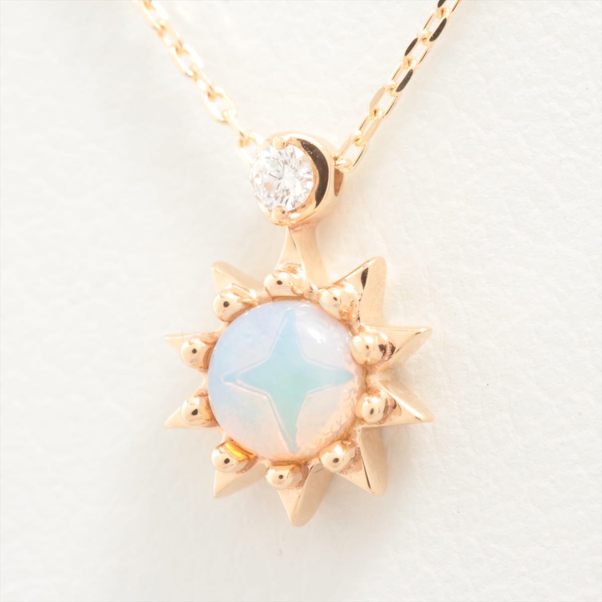 スタージュエリー　STAR JEWELRY　SUNBURST オパール ダイヤ ネックレス　K10YG　0.01ct