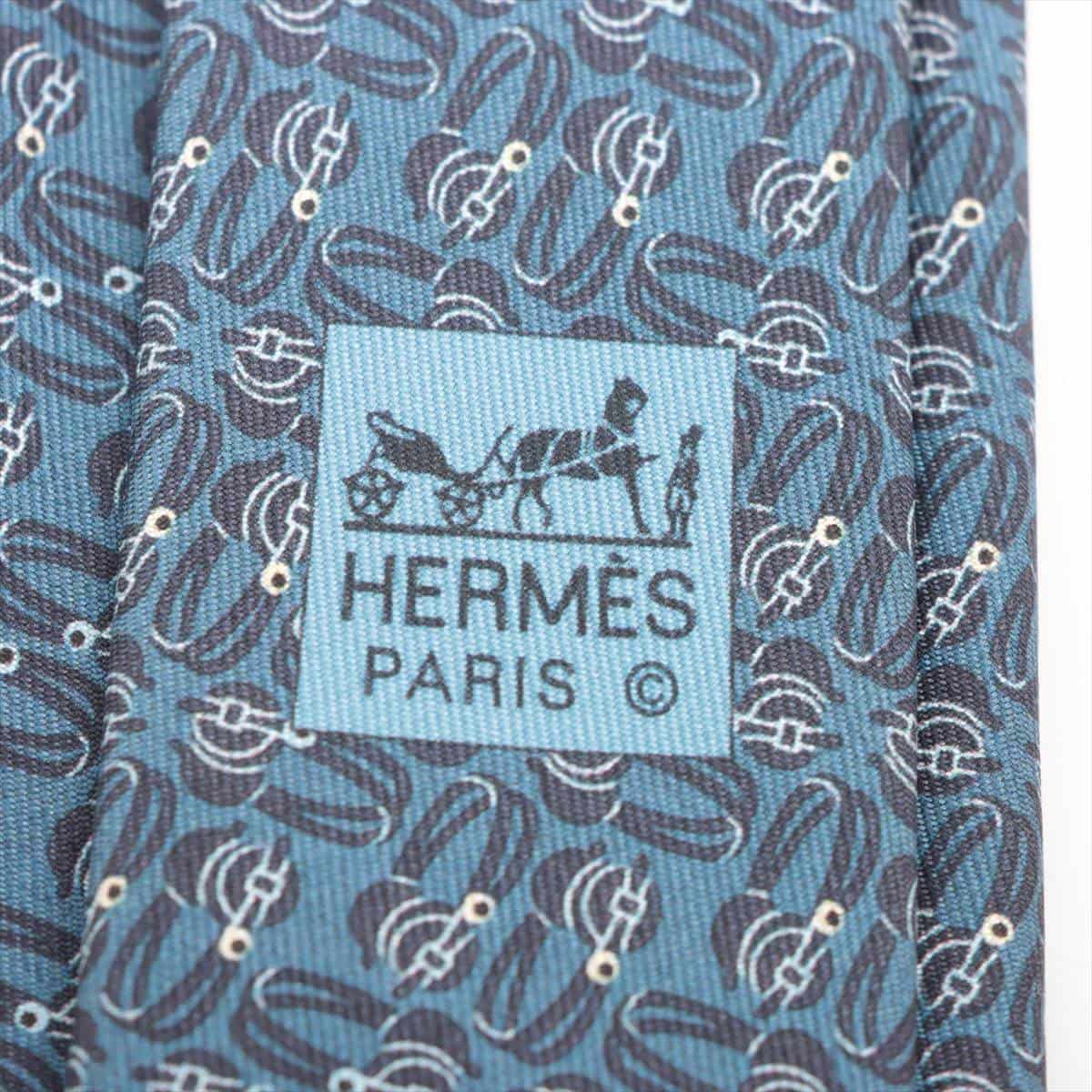 エルメス ネクタイ シルク ブルー スレ全体的に色あせあり