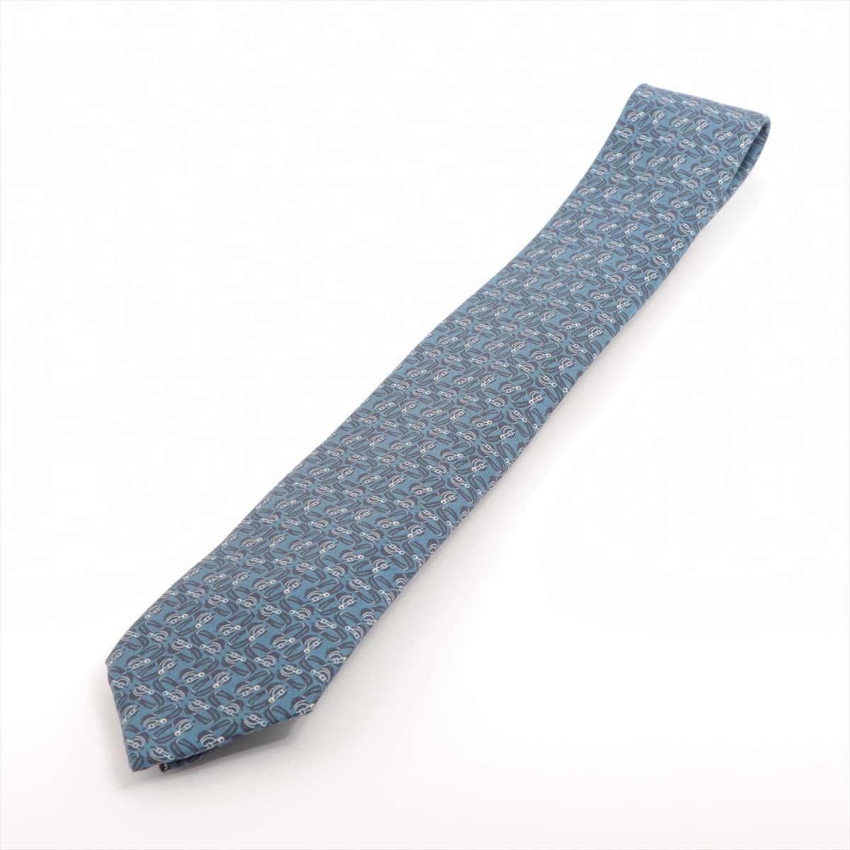 エルメス ネクタイ シルク ブルー スレ全体的に色あせあり