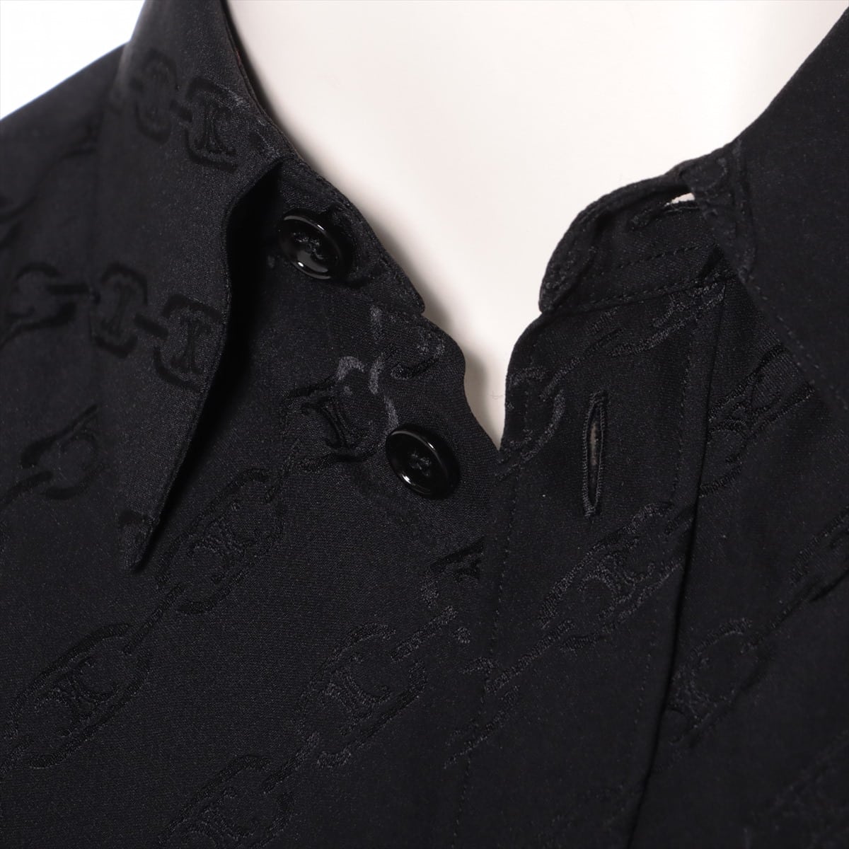 セリーヌ エディ期 シルク シャツ 39 メンズ ブラック  トリオンフ チェーン