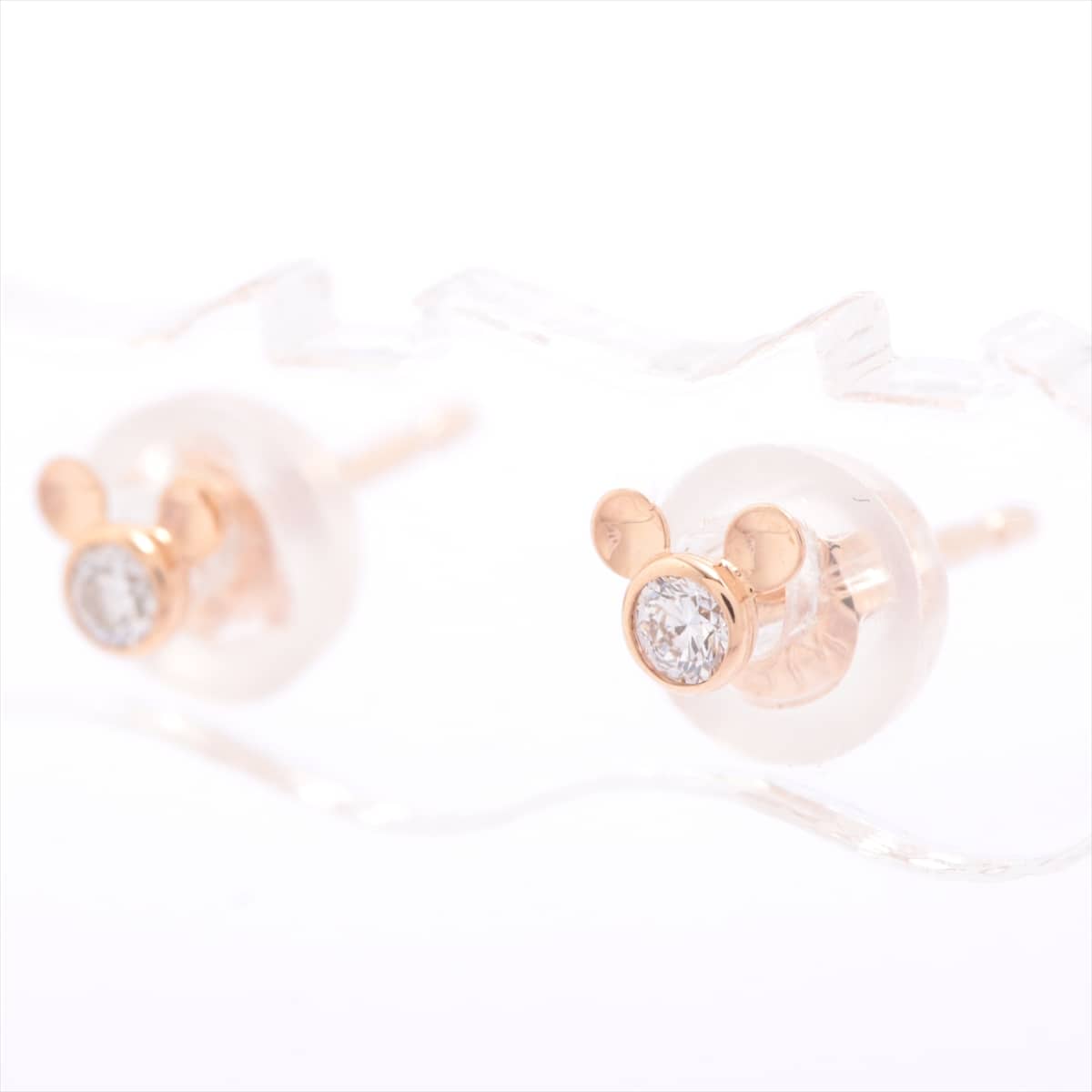 K.uno×Disney　ディズニー　Mickey Mouse smile ミッキーマウス ピアス　K18YG　総0.04ct