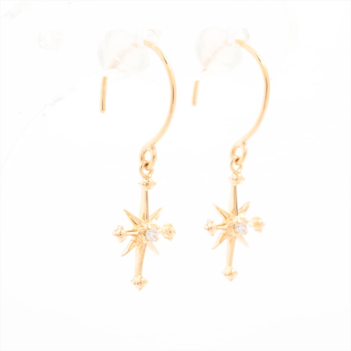 スタージュエリー　STAR JEWELRY　クロッシングスター ダイヤ ピアス　K18YG　0.02ct