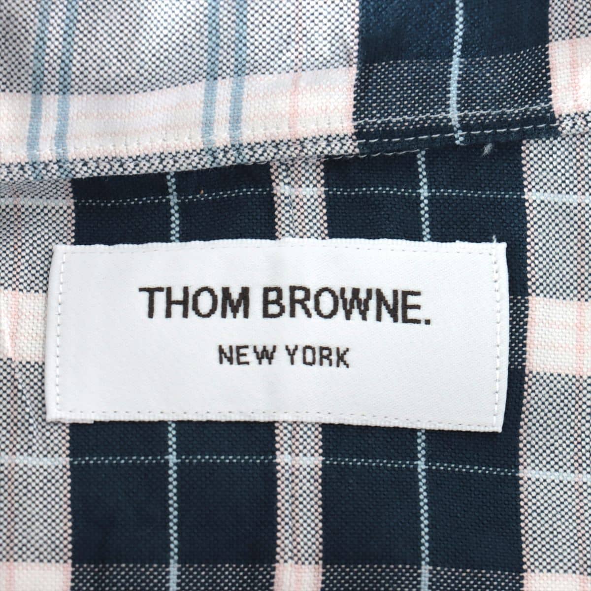 トムブラウン コットン チェックシャツ 1 メンズ ブルー