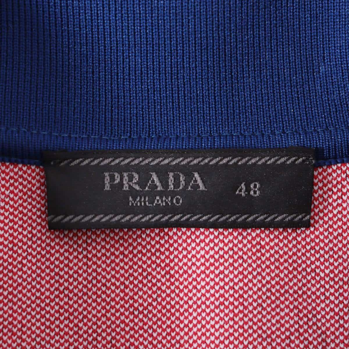 プラダ 18年 ポリエステル ポロシャツ 48 メンズ ネイビー  ロゴ