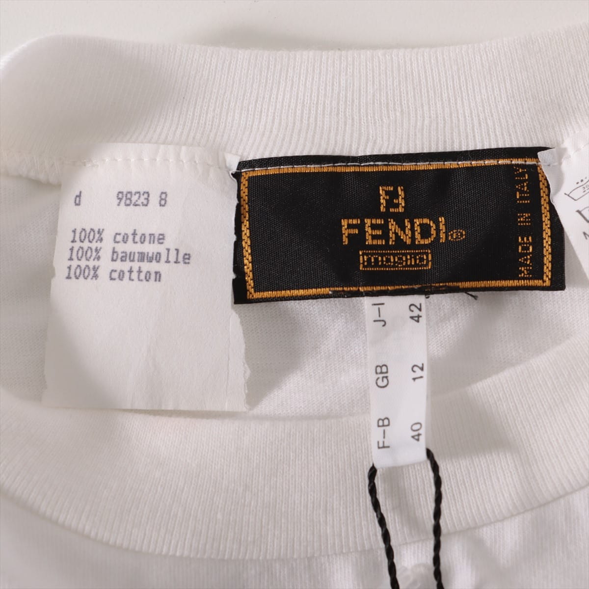 フェンディ コットン Tシャツ 42 メンズ ホワイト