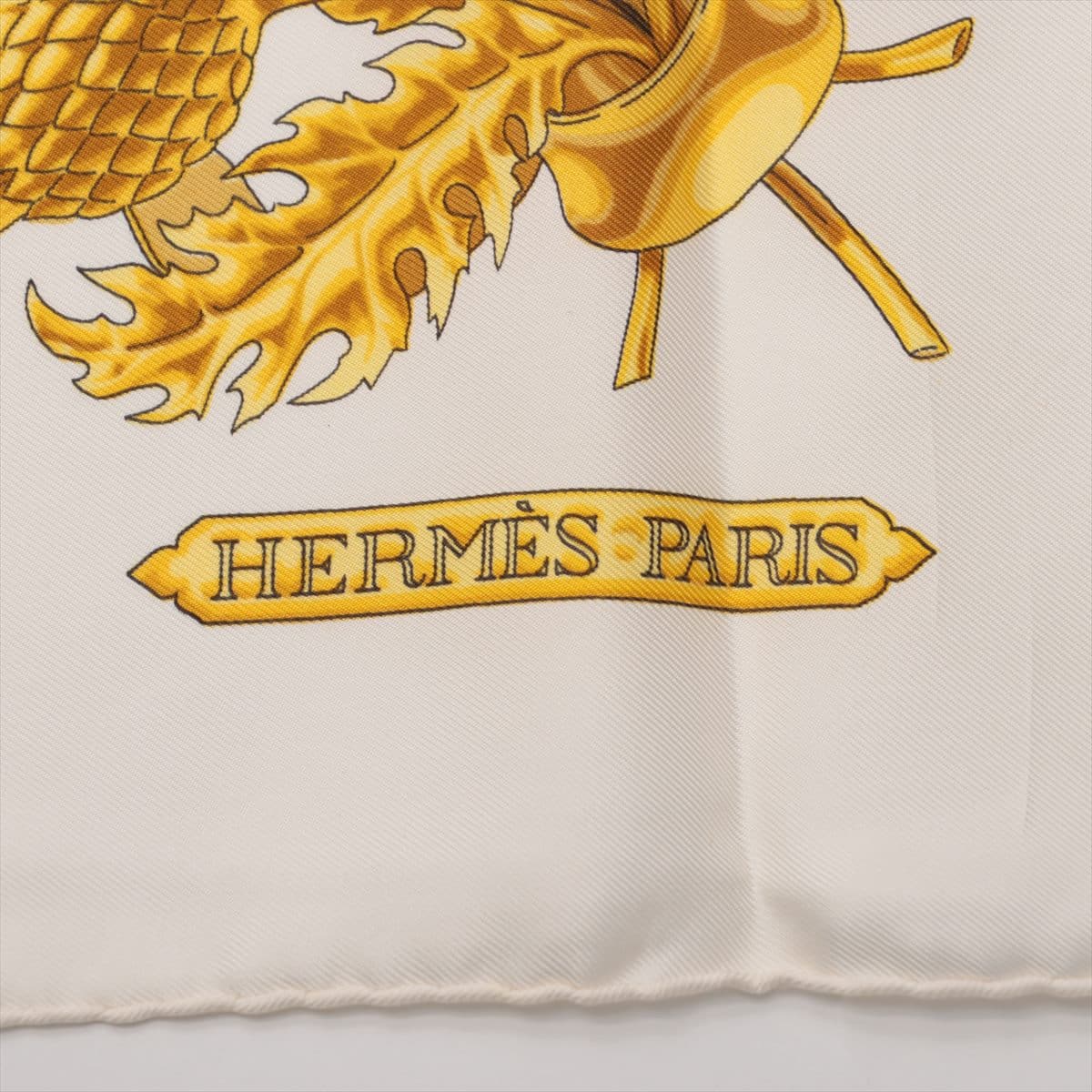 エルメス カレ90 BRITISH HERALDRY 英国紋章 スカーフ シルク アイボリー
