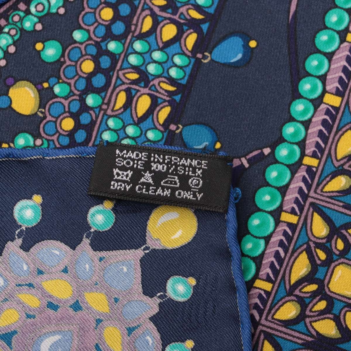 エルメス カレ90 PARURES DES MAHARAJAS マハラジャの装身具 スカーフ シルク ブルー