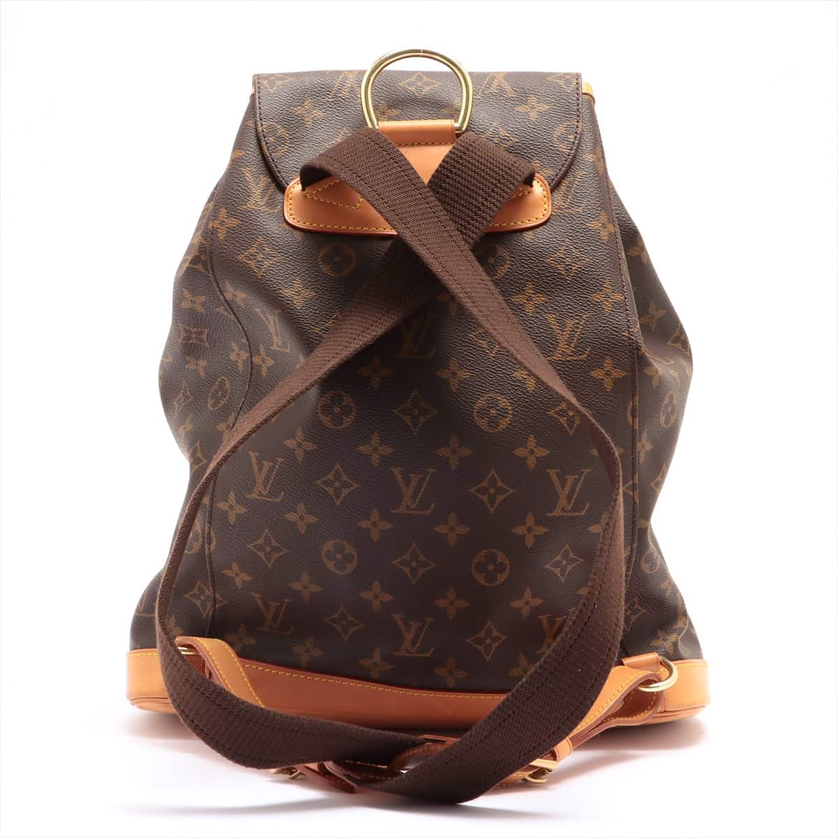 ルイヴィトン LOUIS VUITTON モンスリGM モノグラム バックパック リュックサック 惜しい PVC レザー ブラウン M51135【