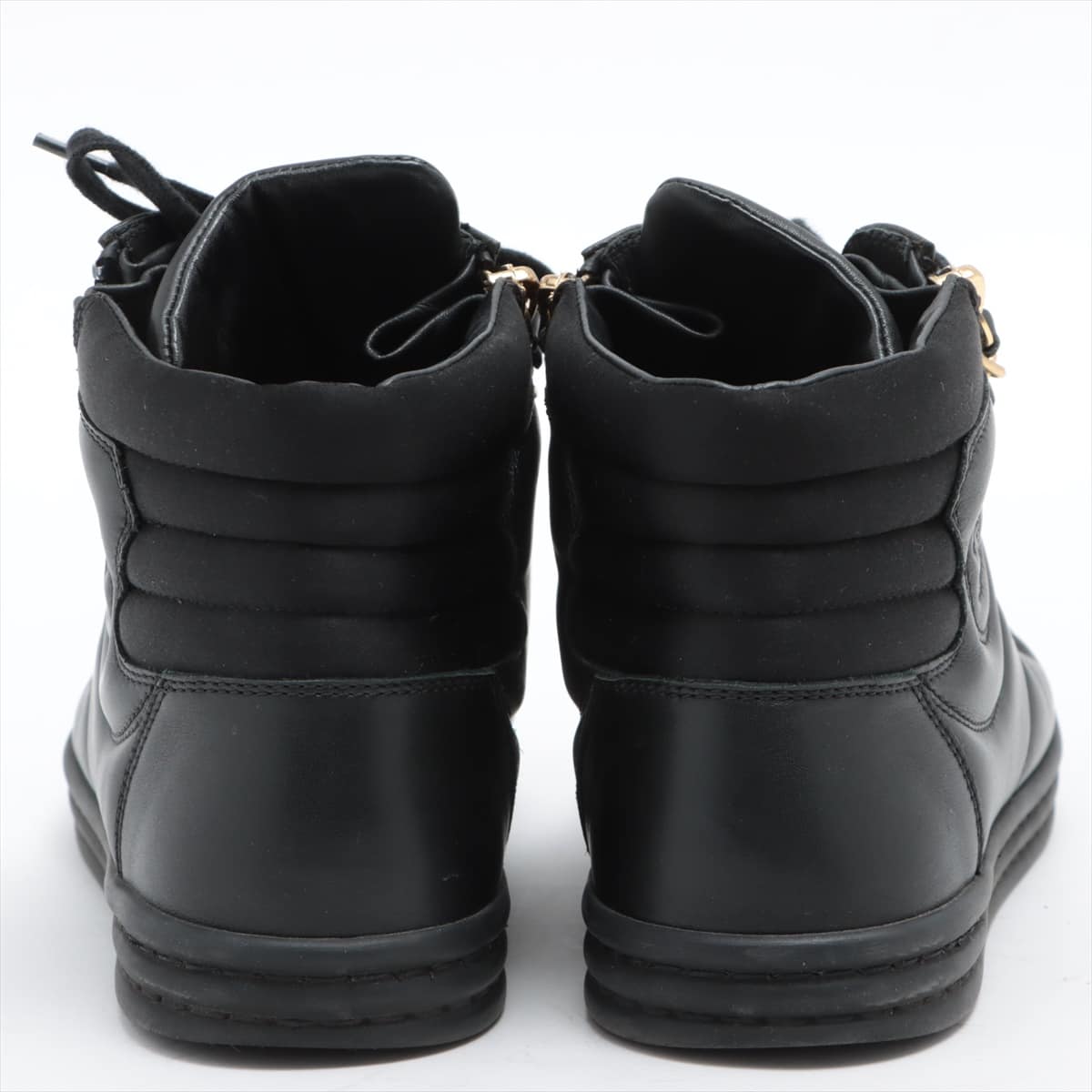 シャネル ハイカット スニーカー レザー 37 (23.5cm)ブーツ 靴 黒