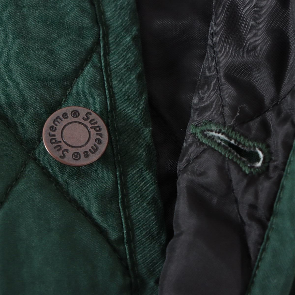 シュプリーム 20AW コットン キルティングジャケット M メンズ グリーン  Chains Quilted Jacket