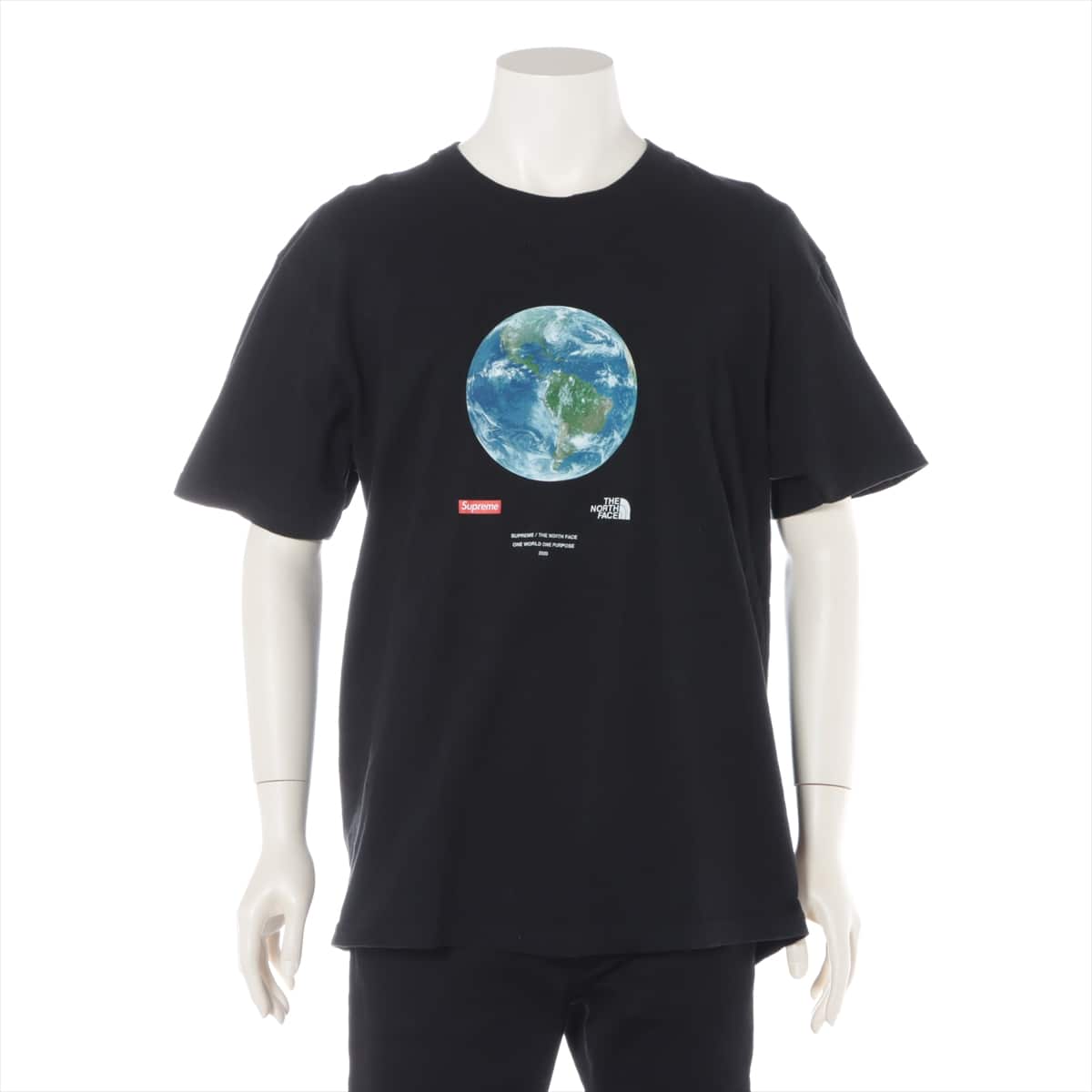 シュプリーム×ノースフェイス 20SS コットン Tシャツ L メンズ ブラック  One World Tee