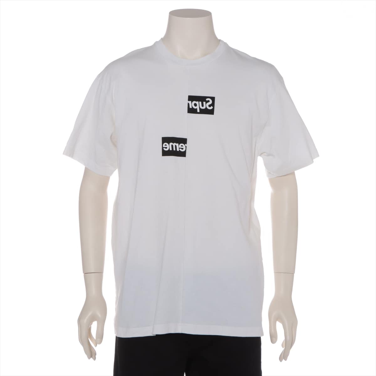 シュプリーム×コムデギャルソン 18AW コットン Tシャツ L メンズ ホワイト  スプリットボックスロゴ