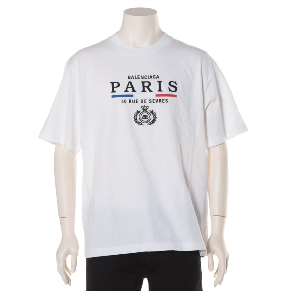 バレンシアガ 20SS コットン Tシャツ M メンズ ホワイト  594579 ロゴ刺繍