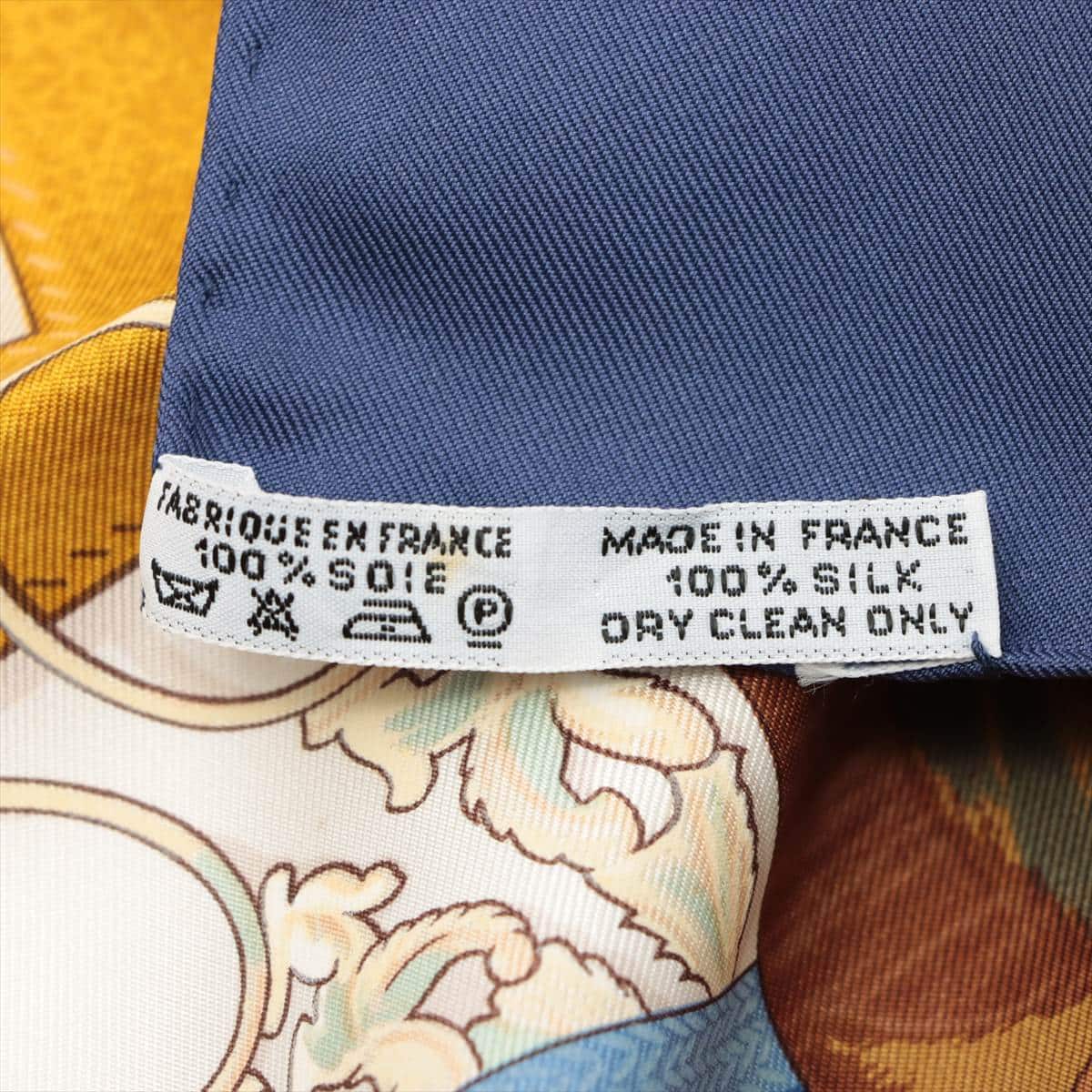 エルメス カレ90 ECOLE FRANCAISE D'EQUITATION スカーフ シルク ブルー