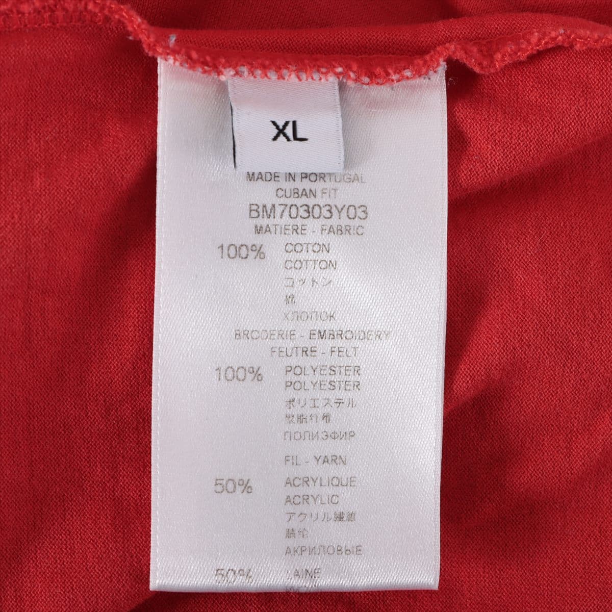 ジバンシィ コットン Tシャツ XL メンズ レッド  BM70303Y03