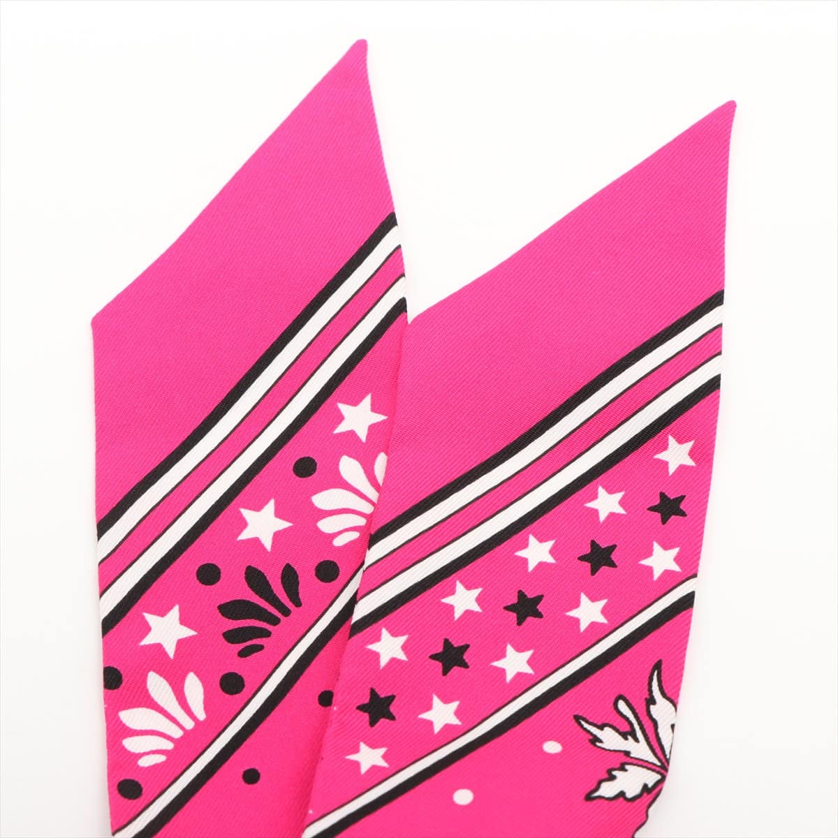 エルメス ツイリー Les Leopards レオパード スカーフ シルク ピンク